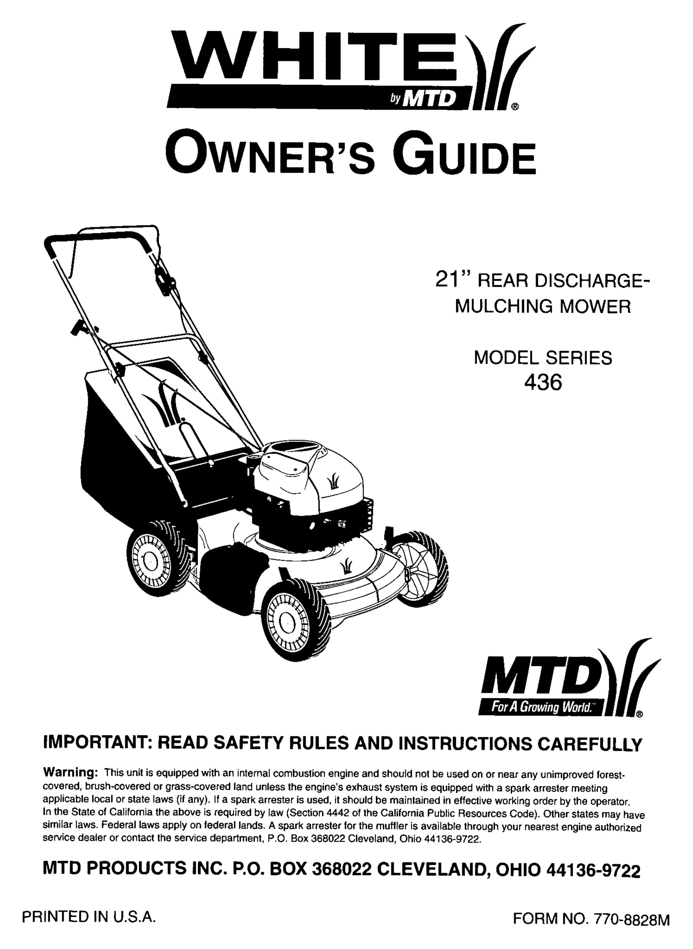 White 436 Lawn Mower User Manual