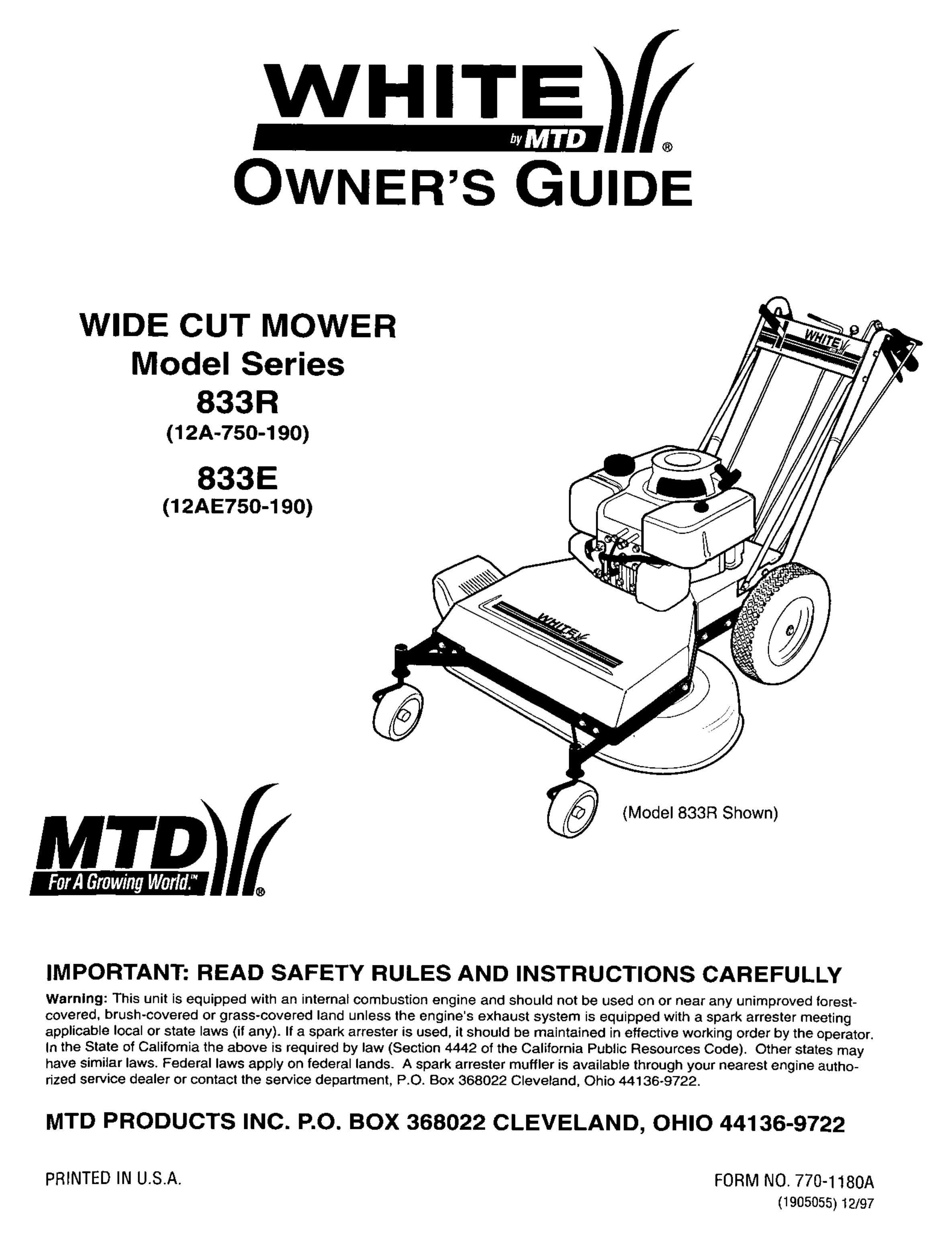 White 833R Lawn Mower User Manual