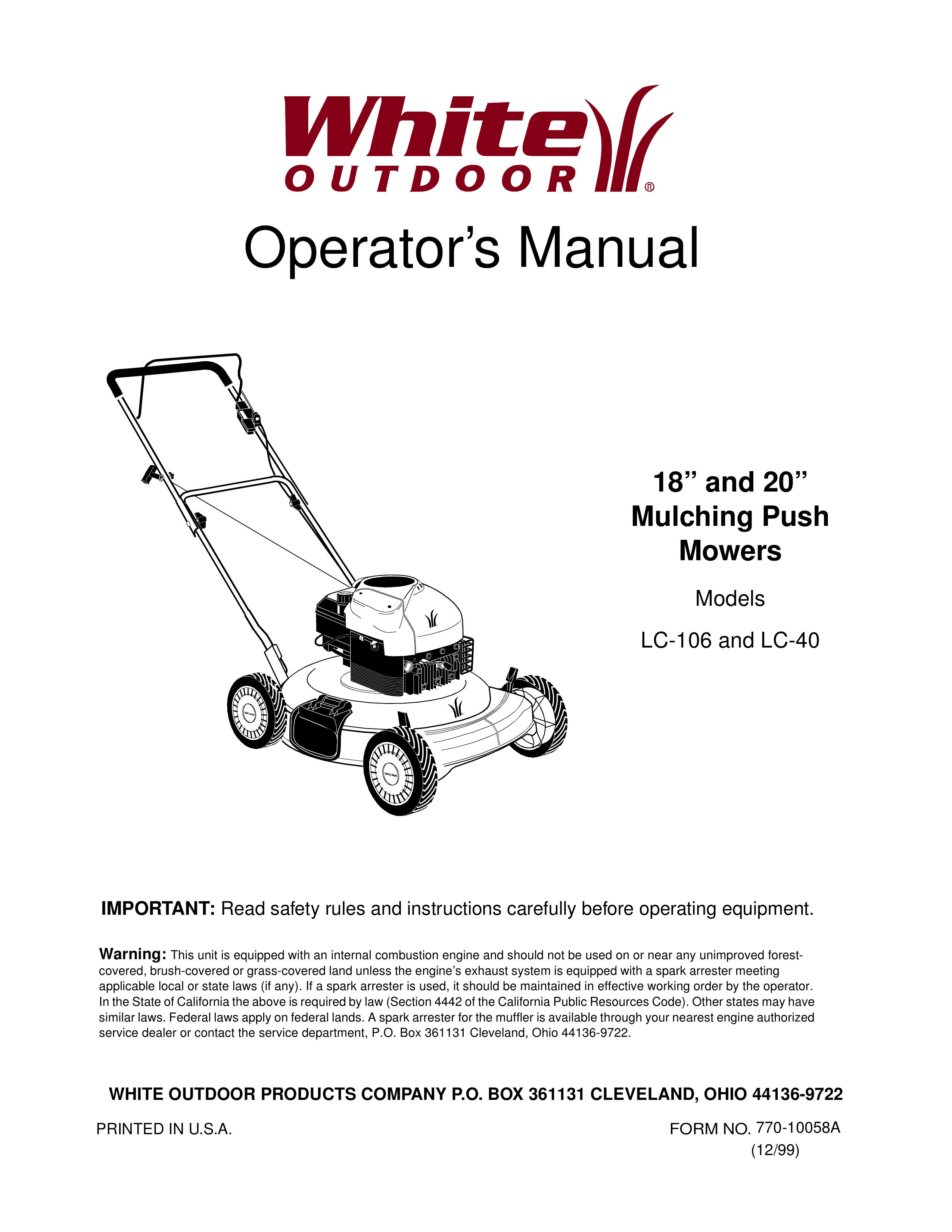 White LC-106 Lawn Mower User Manual