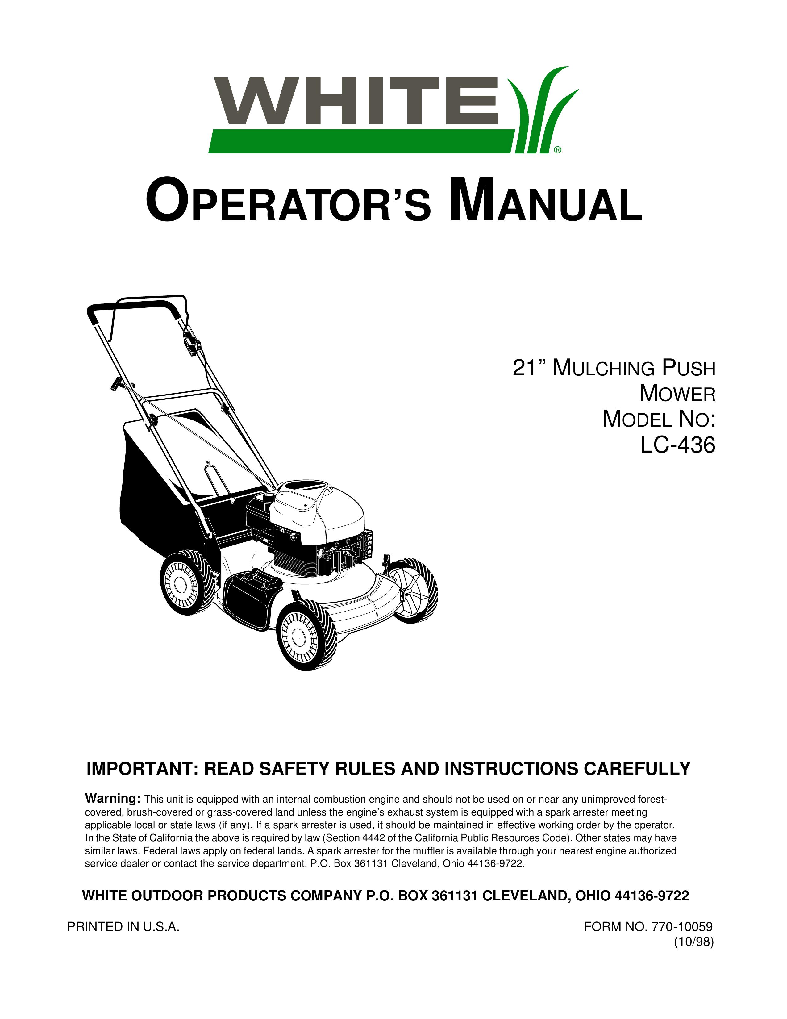 White LC-436 Lawn Mower User Manual