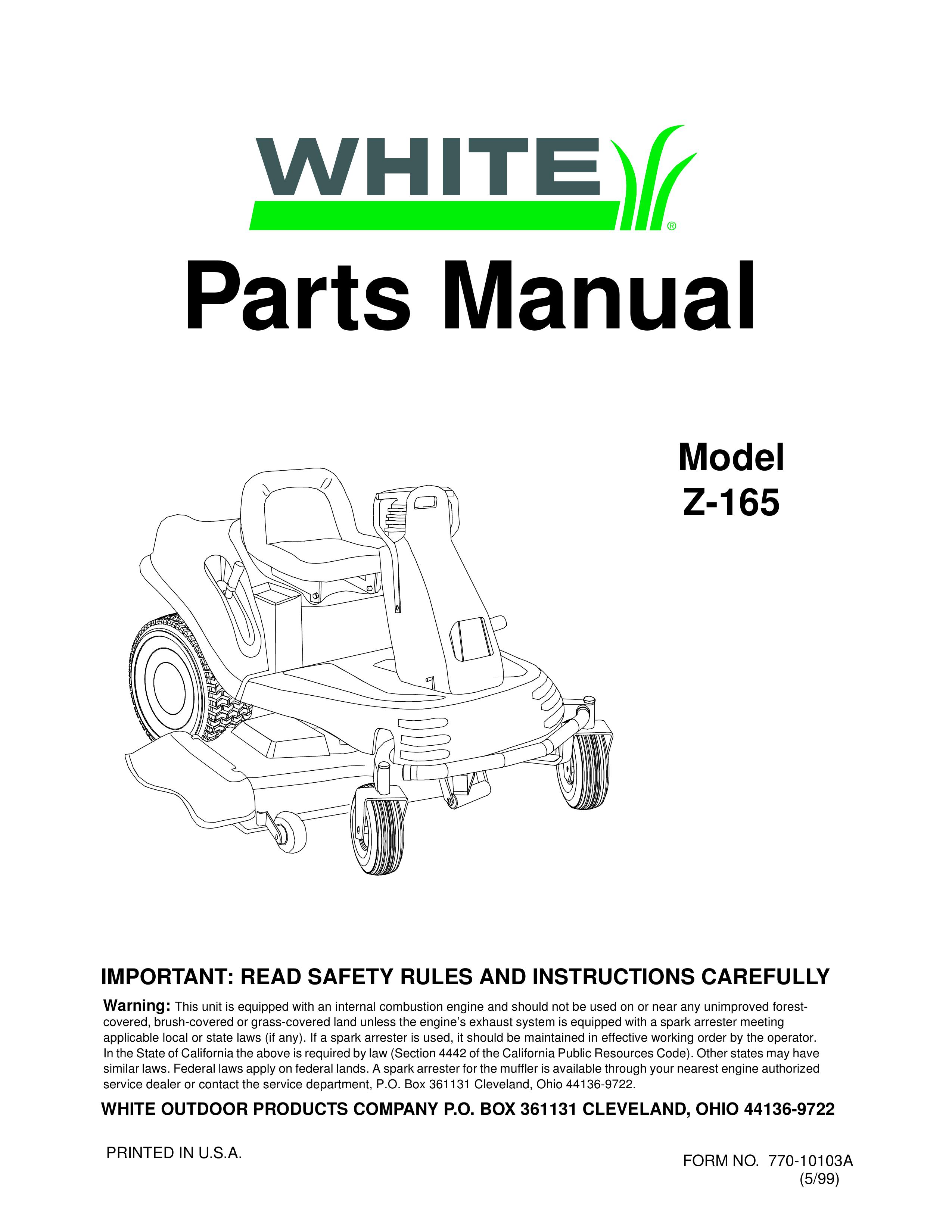 White Z-165 Lawn Mower User Manual