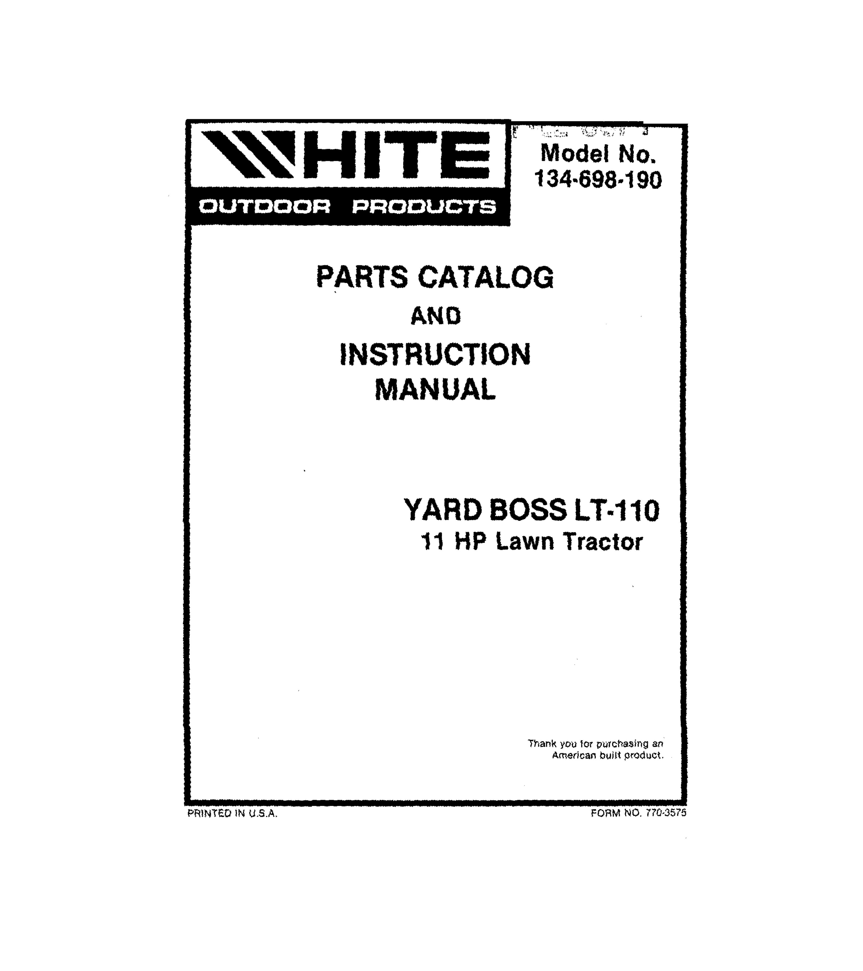 White Outdoor 134-698-190 Lawn Mower User Manual