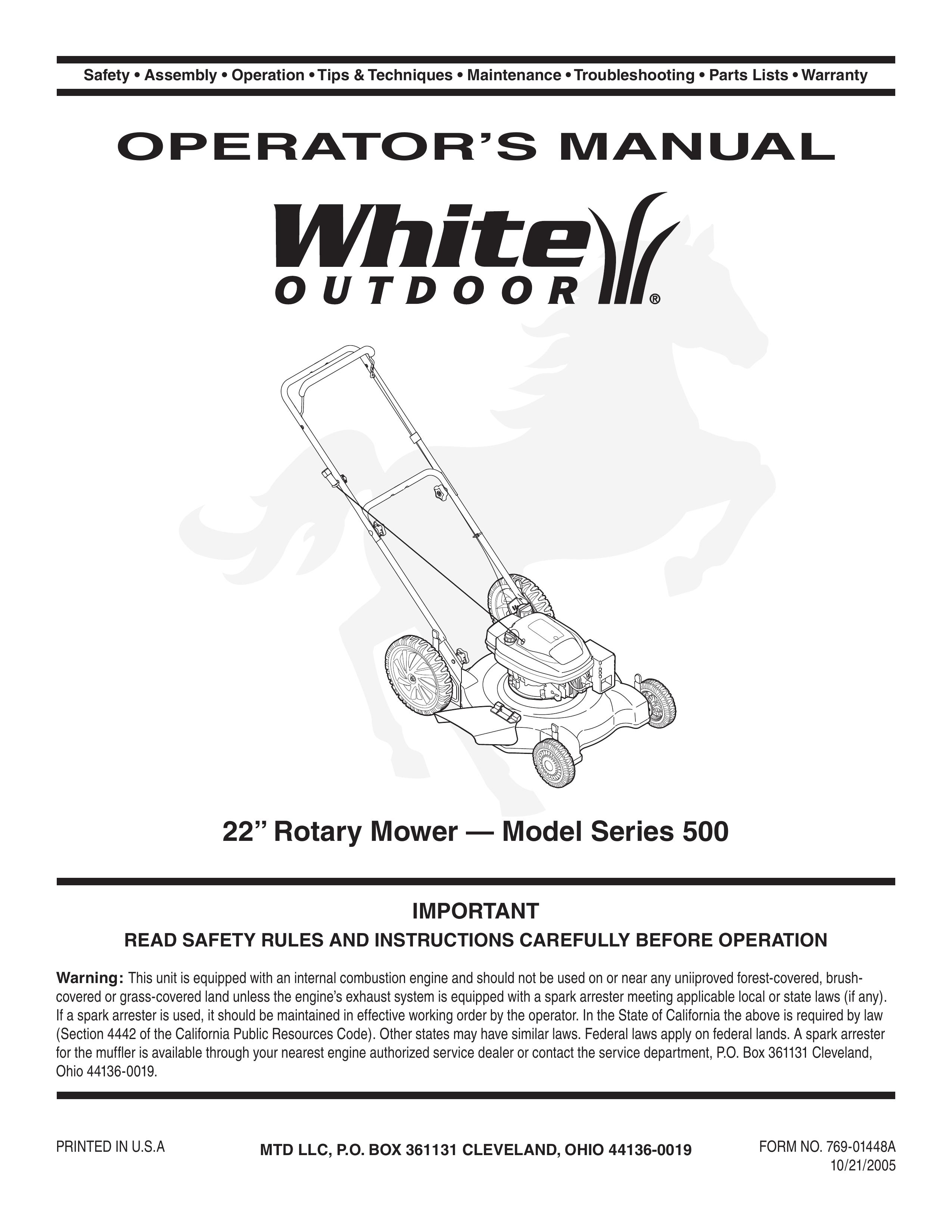 White Outdoor 500 Lawn Mower User Manual
