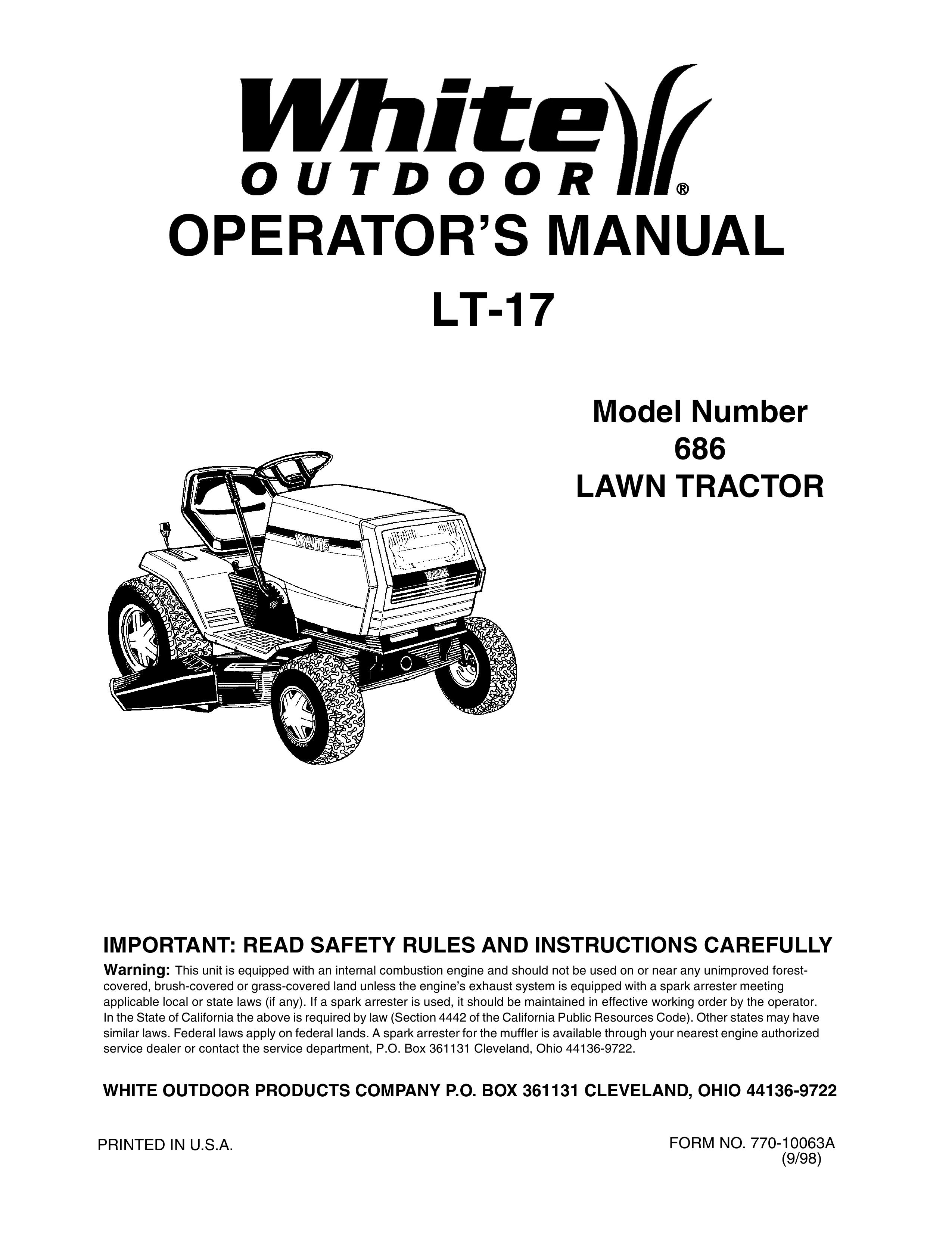 White Outdoor 686 Lawn Mower User Manual