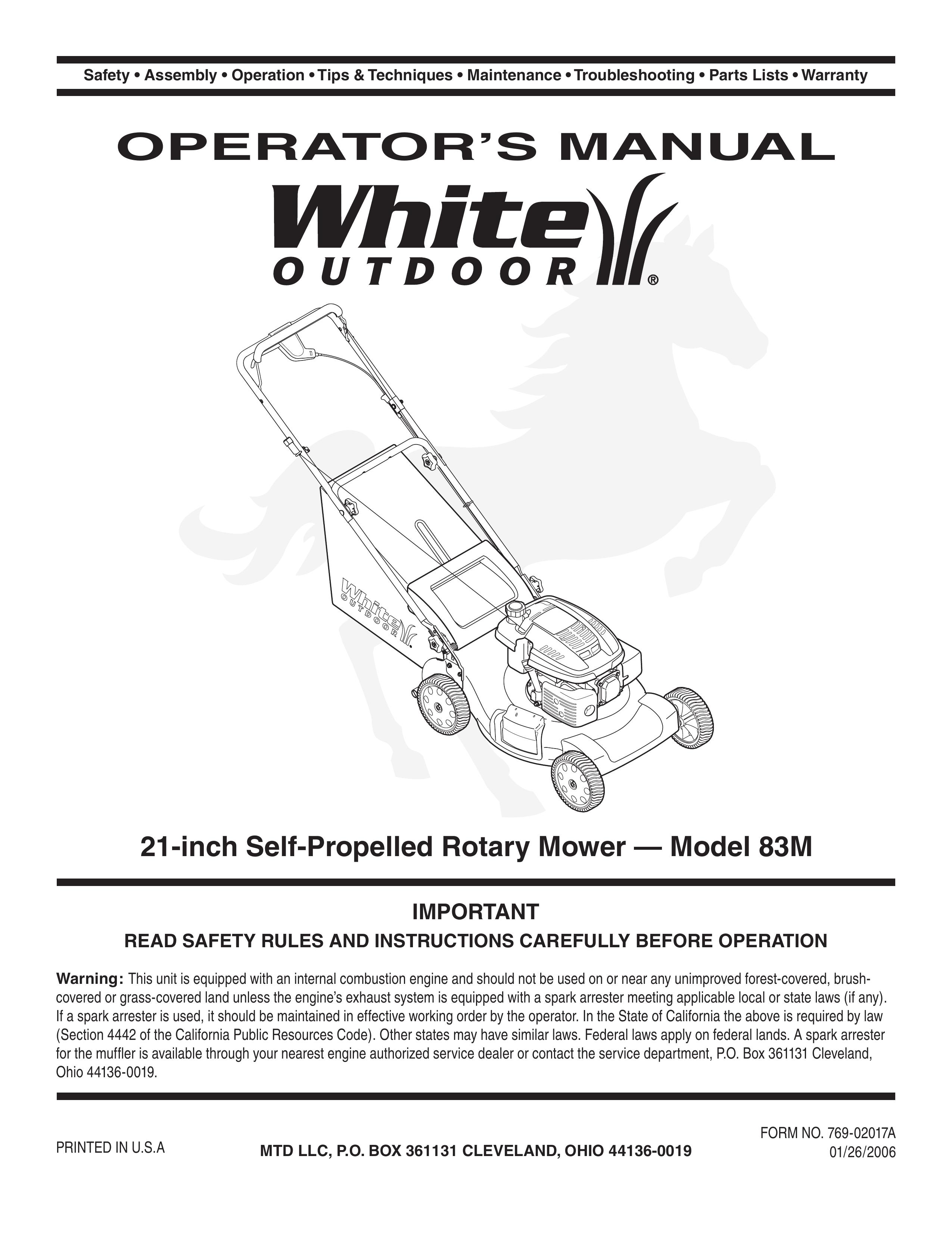 White Outdoor 83M Lawn Mower User Manual