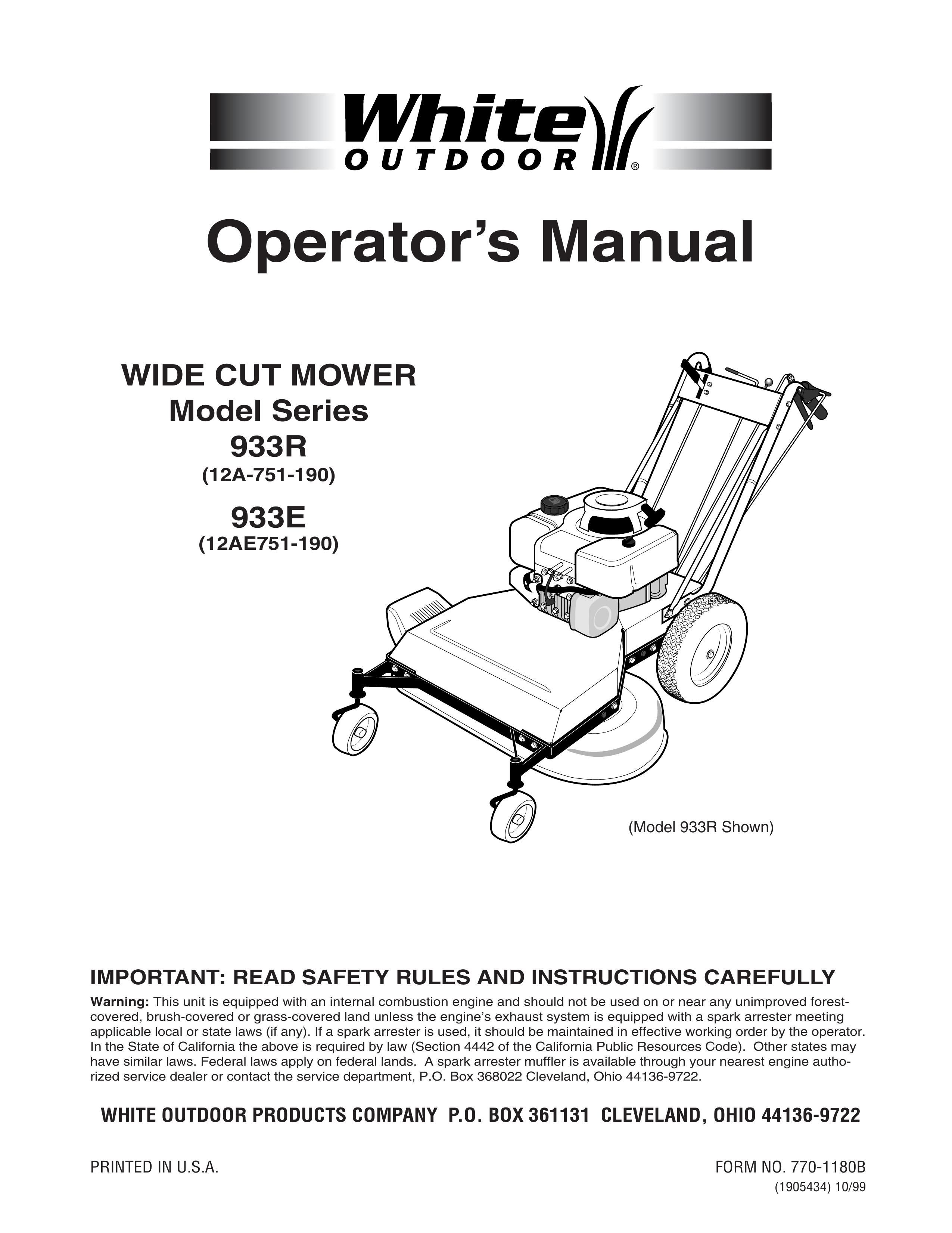 White Outdoor 933E Lawn Mower User Manual
