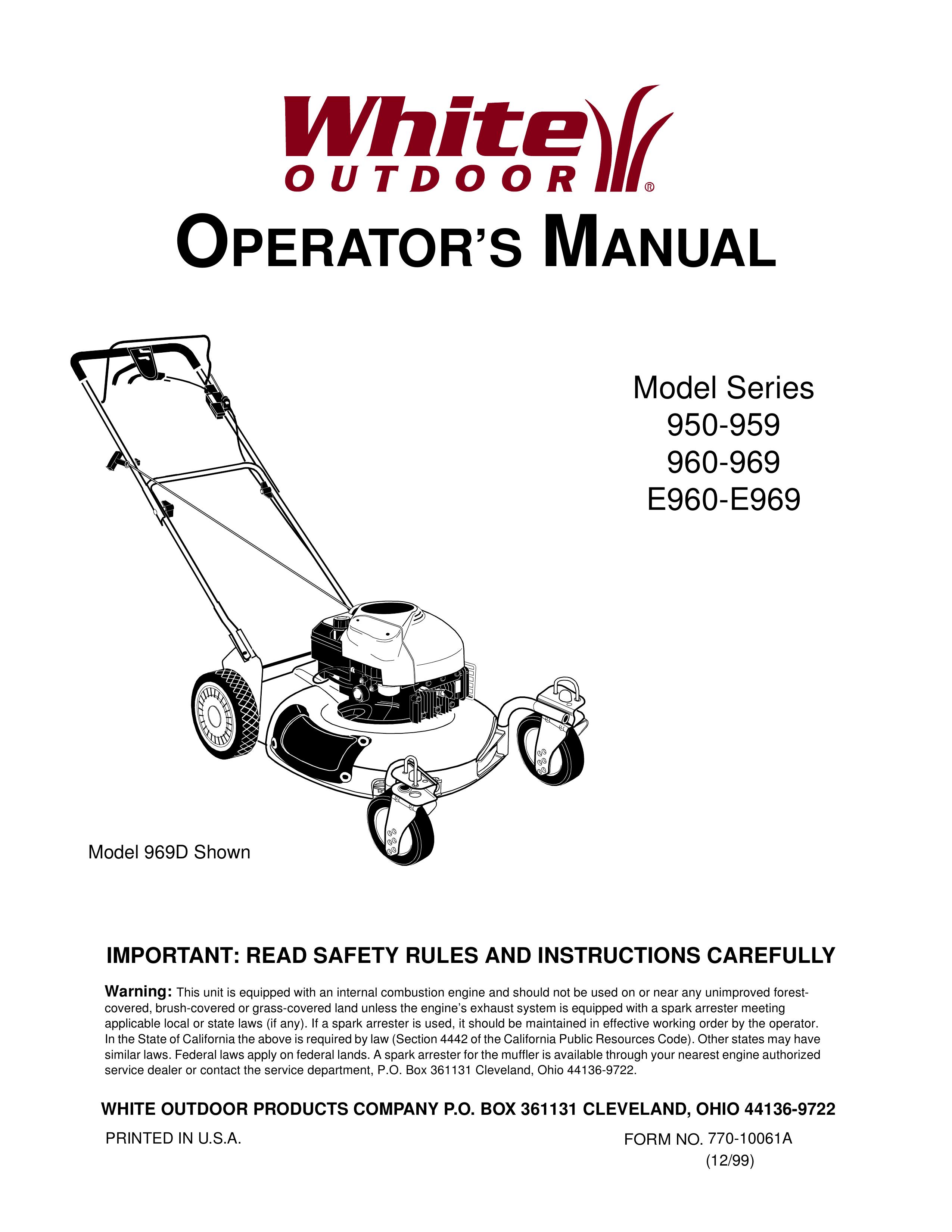 White Outdoor 950-959 Lawn Mower User Manual