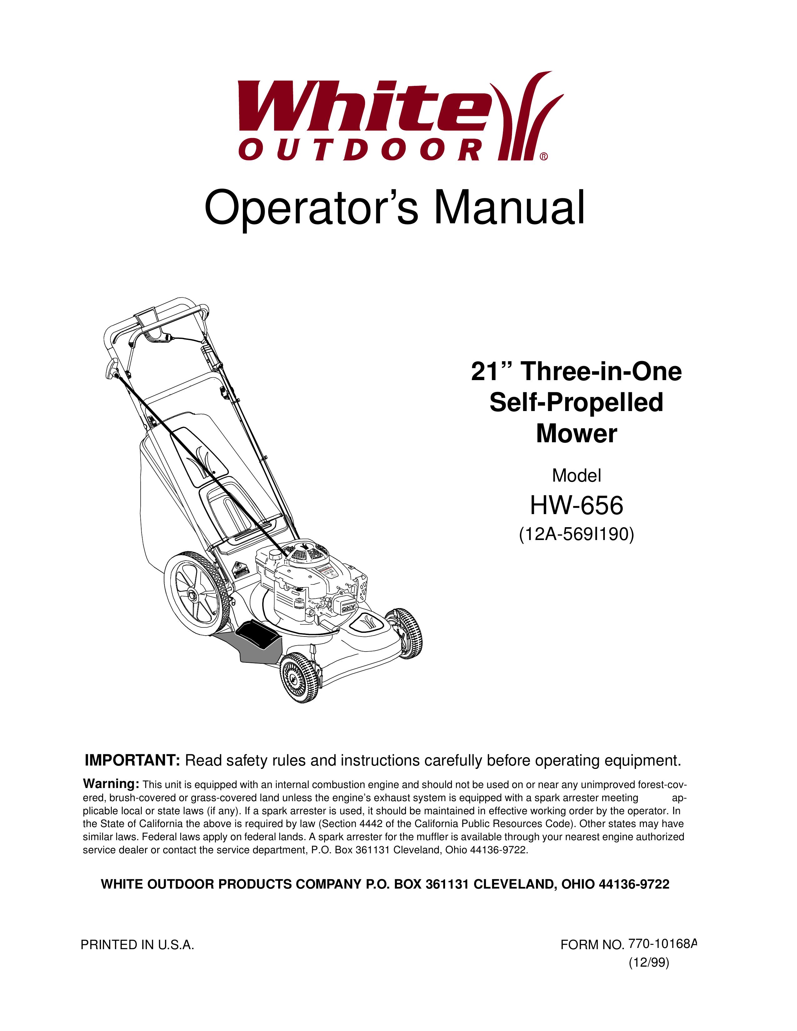 White Outdoor HW-656 Lawn Mower User Manual