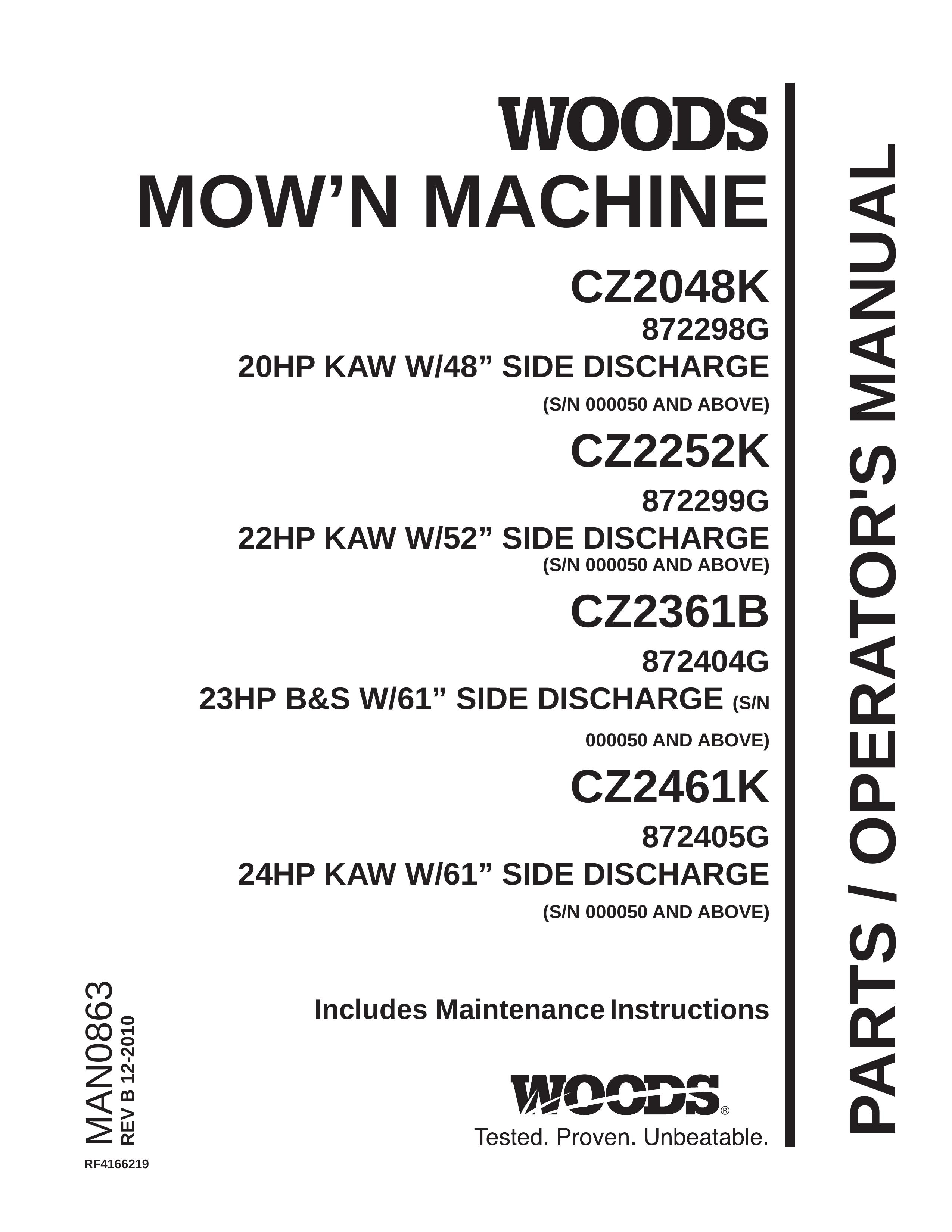 Woods Equipment CZ2461K Lawn Mower User Manual