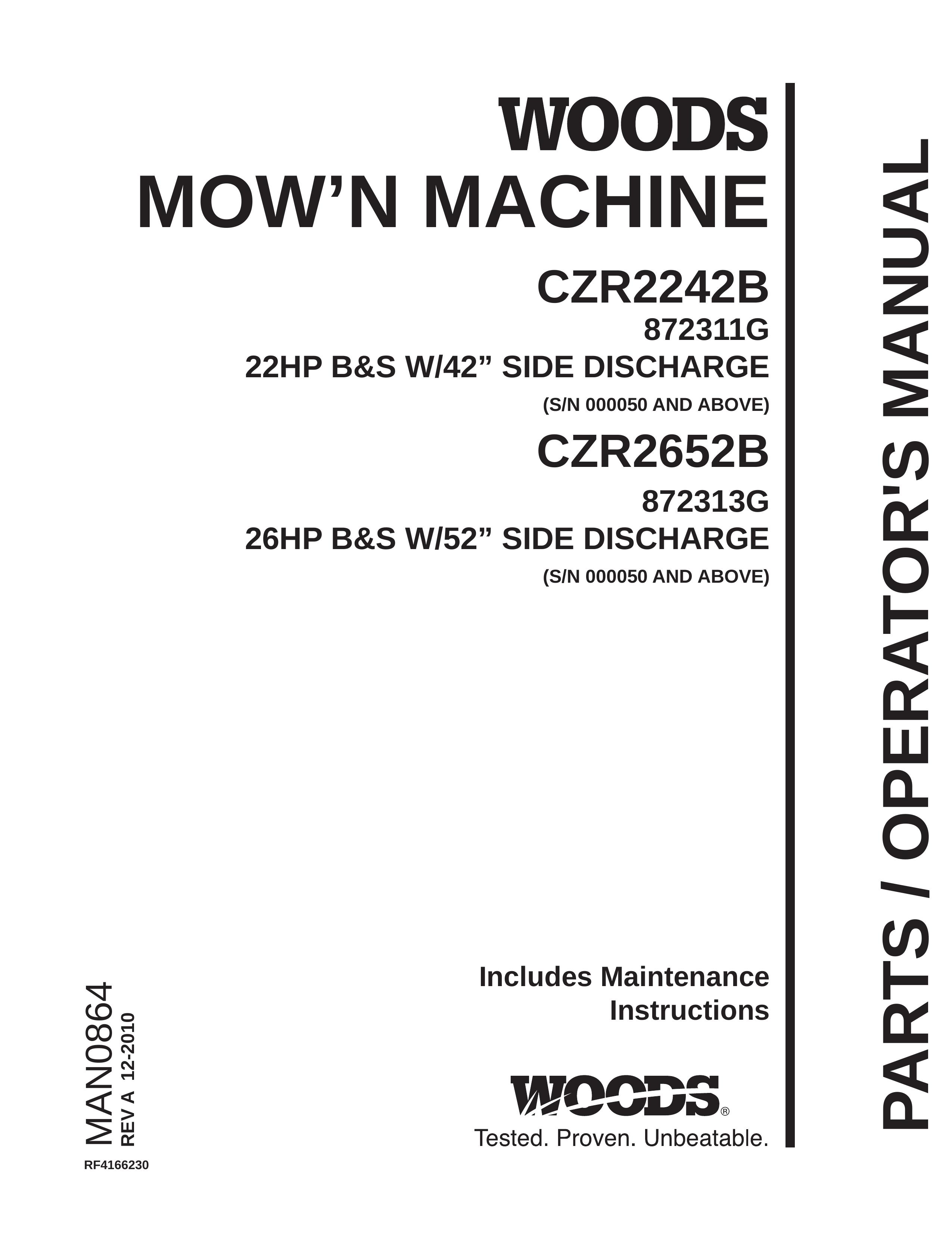 Woods Equipment CZR2652B Lawn Mower User Manual