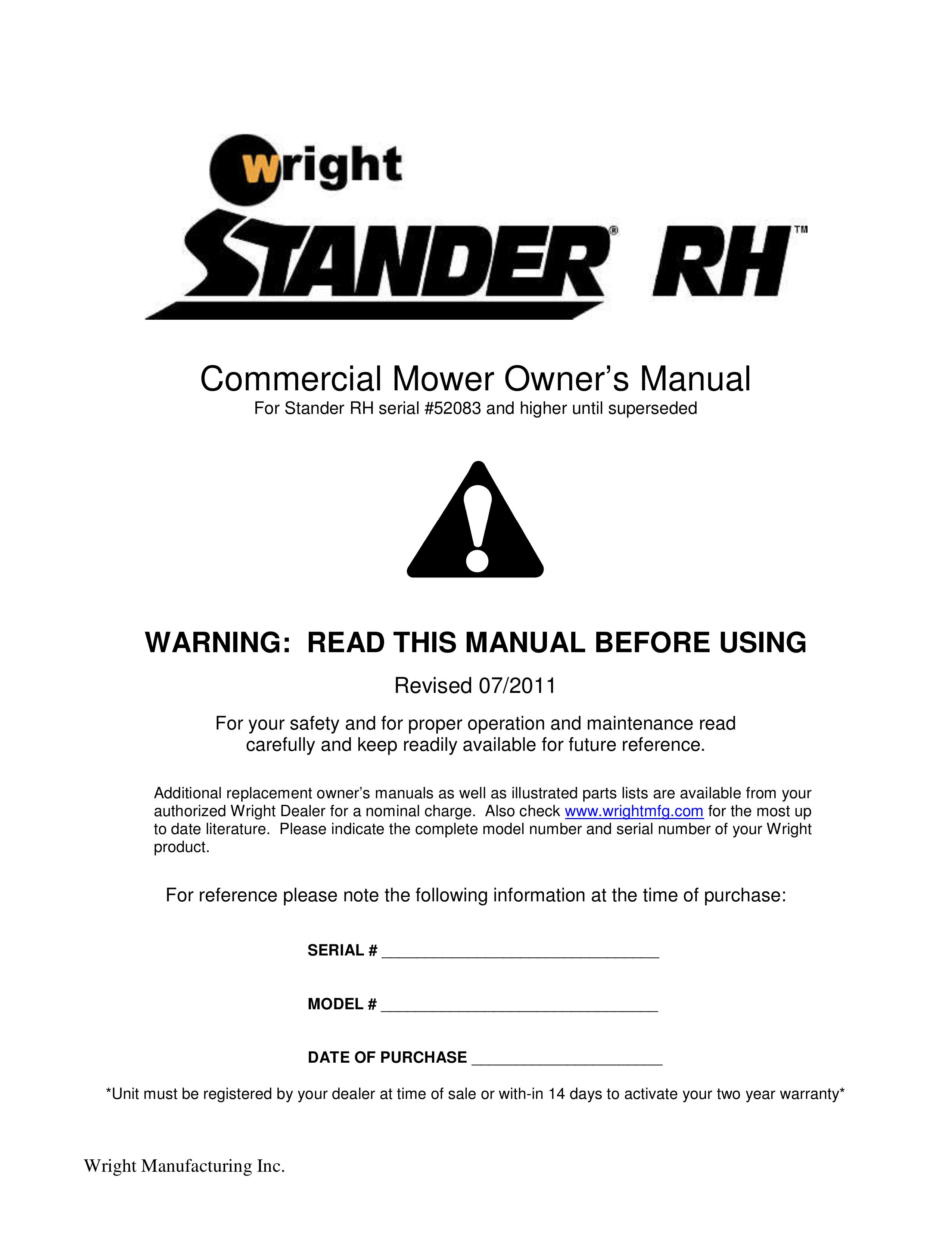Wright Manufacturing 52083 Lawn Mower User Manual