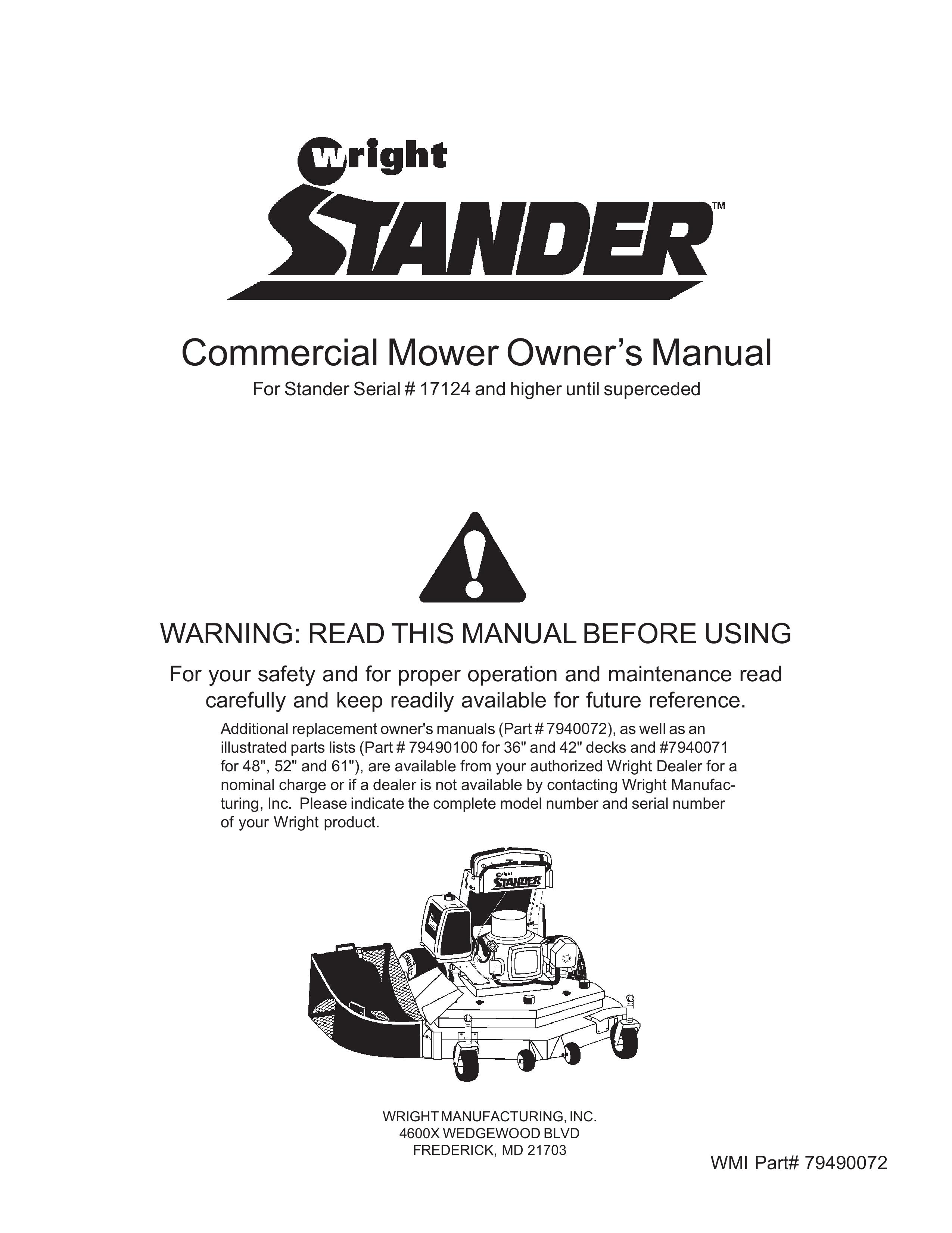 Wright Manufacturing Mower Lawn Mower User Manual