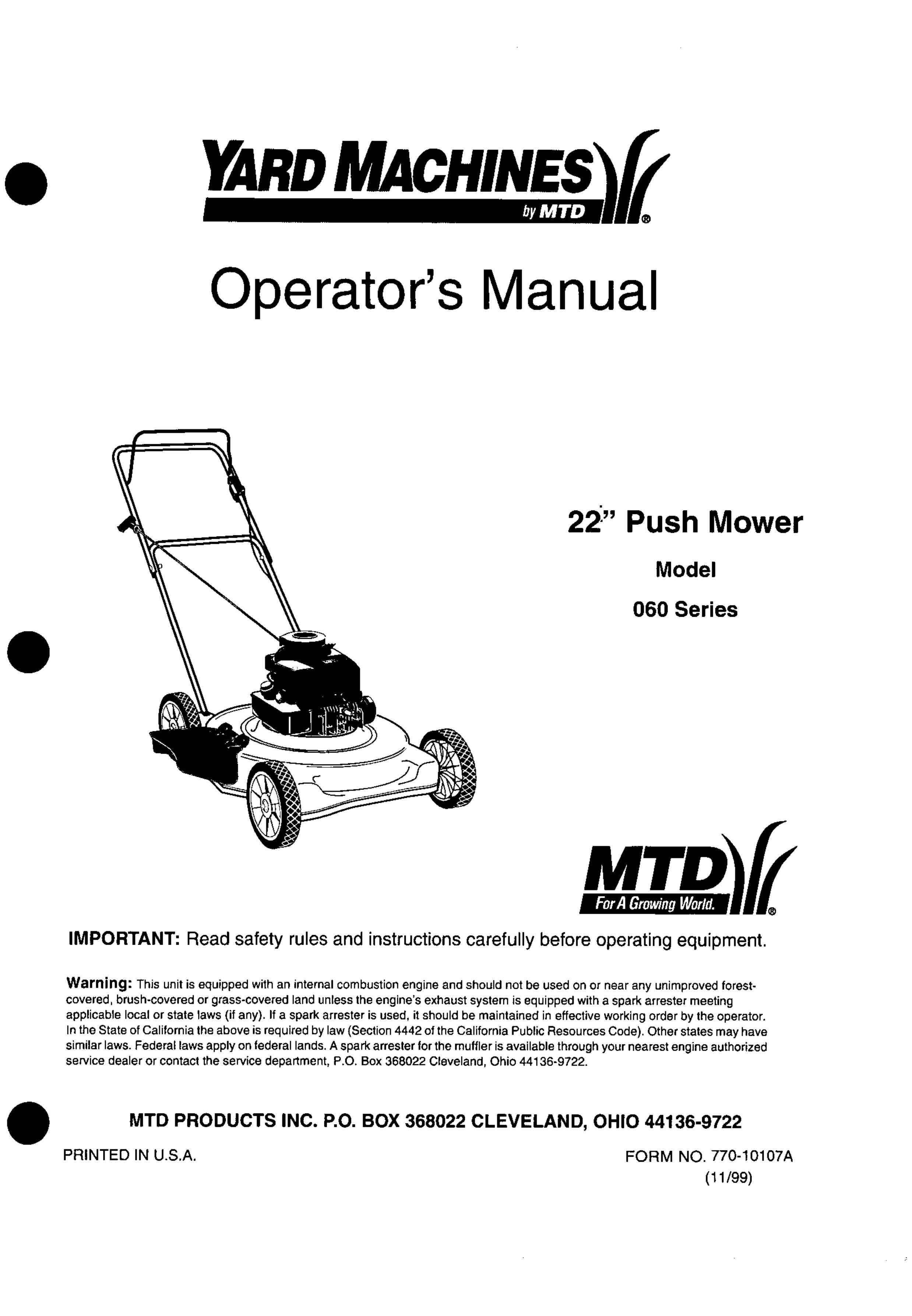 Yard Machines 060 Series Lawn Mower User Manual
