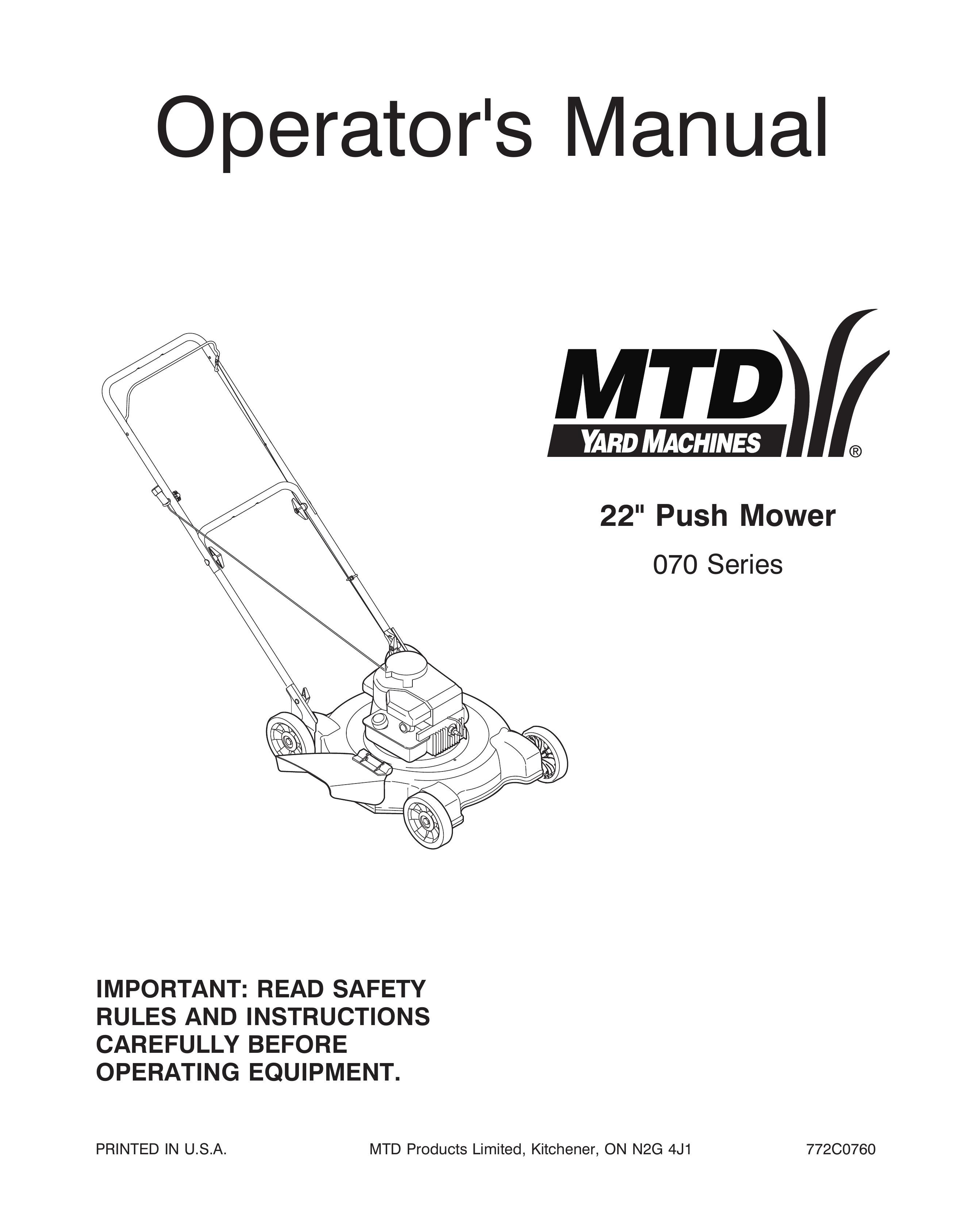 Yard Machines 070 Series Lawn Mower User Manual