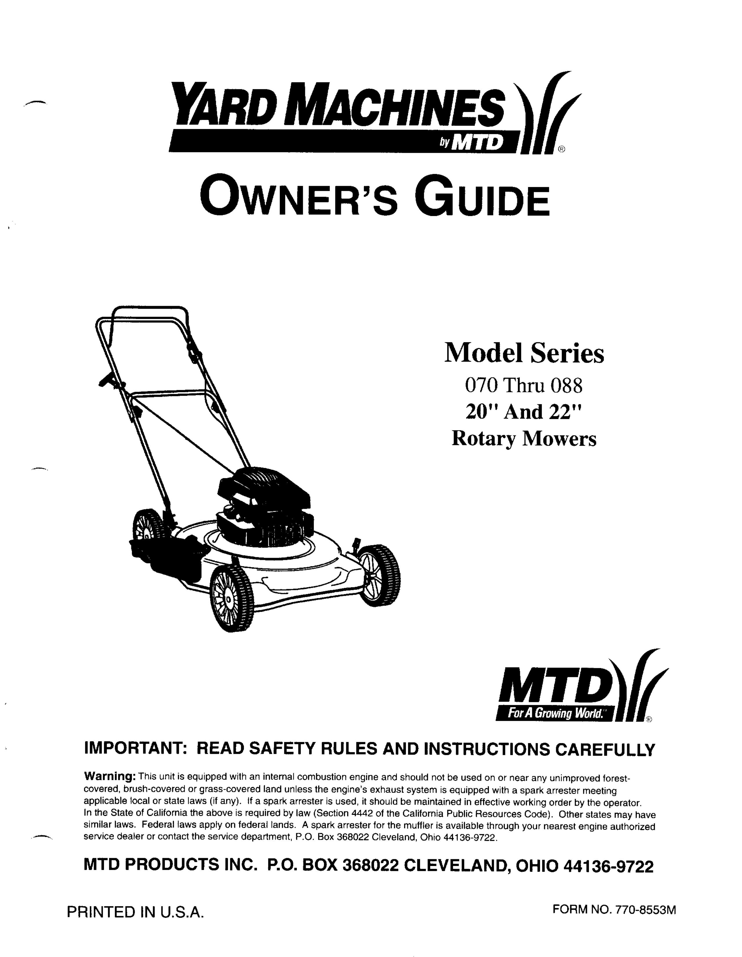Yard Machines 080 Lawn Mower User Manual