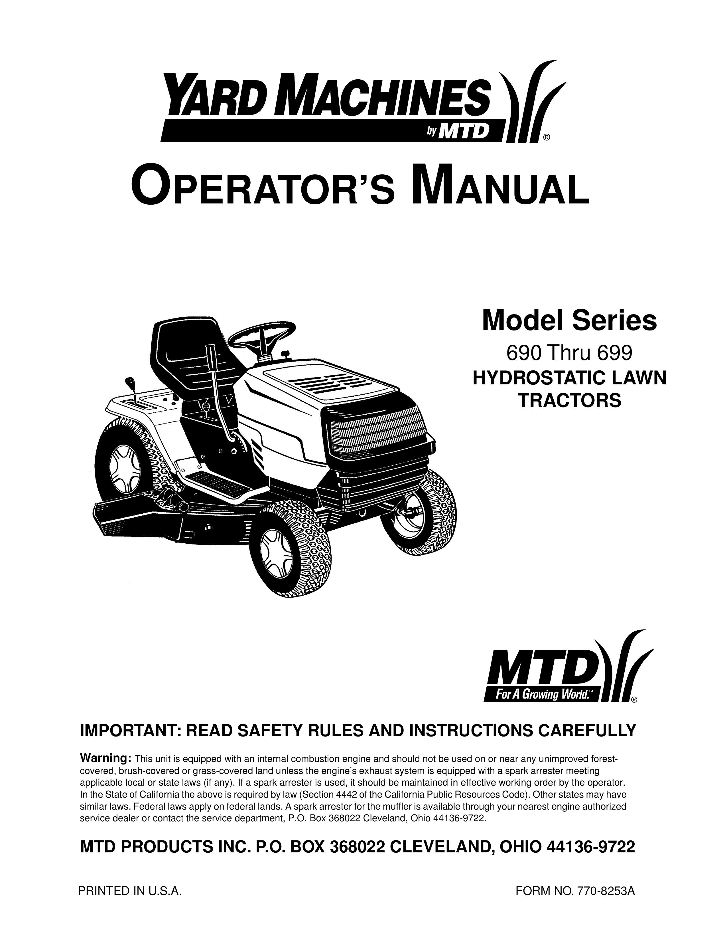 Yard Machines 690 Thru 699 Lawn Mower User Manual