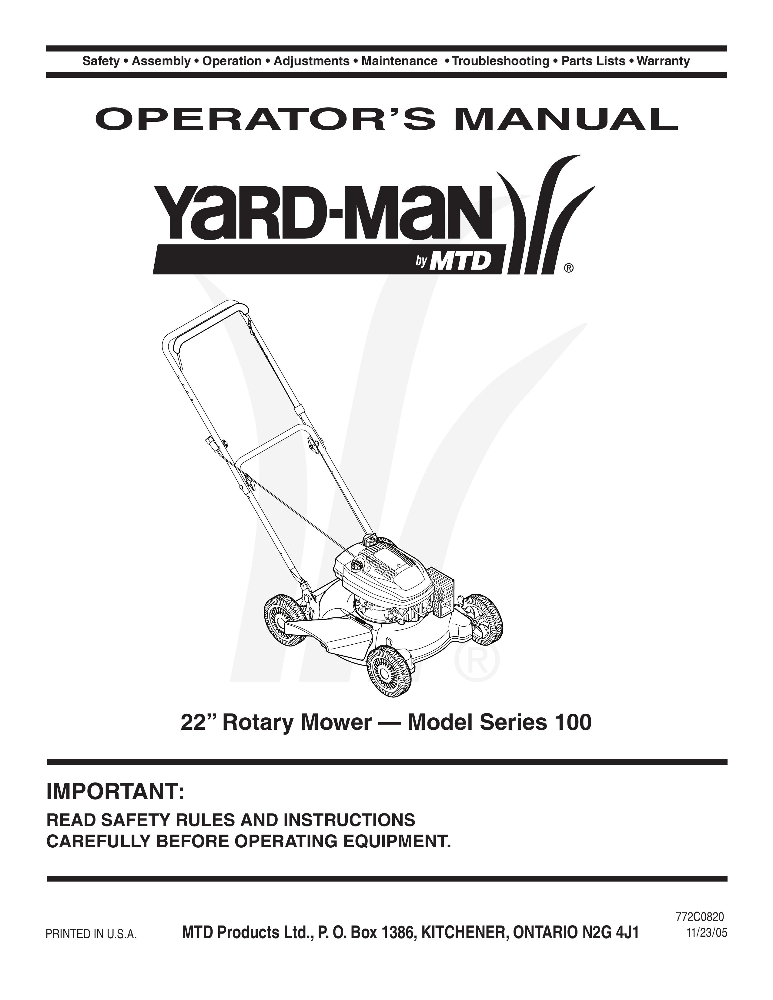 Yard-Man 100 Lawn Mower User Manual