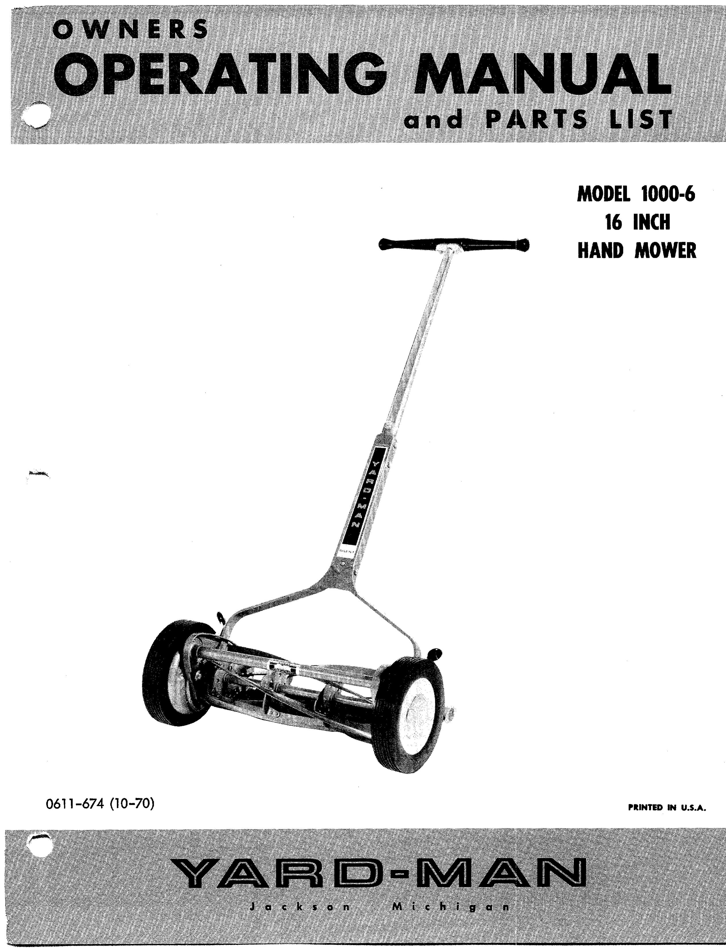 Yard-Man 1000-6 Lawn Mower User Manual