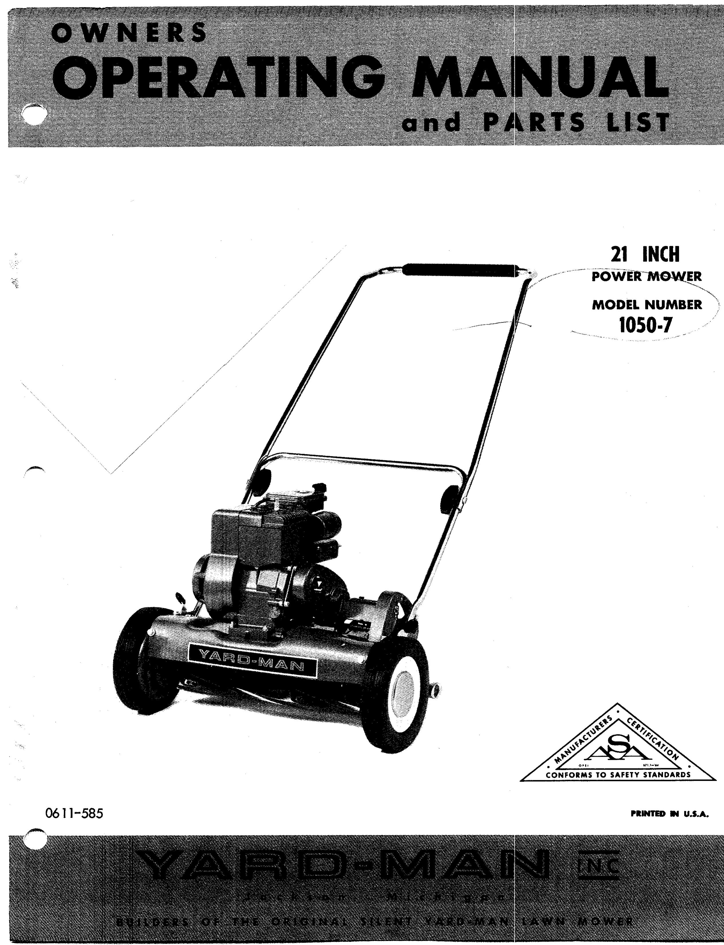 Yard-Man 1050-7 Lawn Mower User Manual