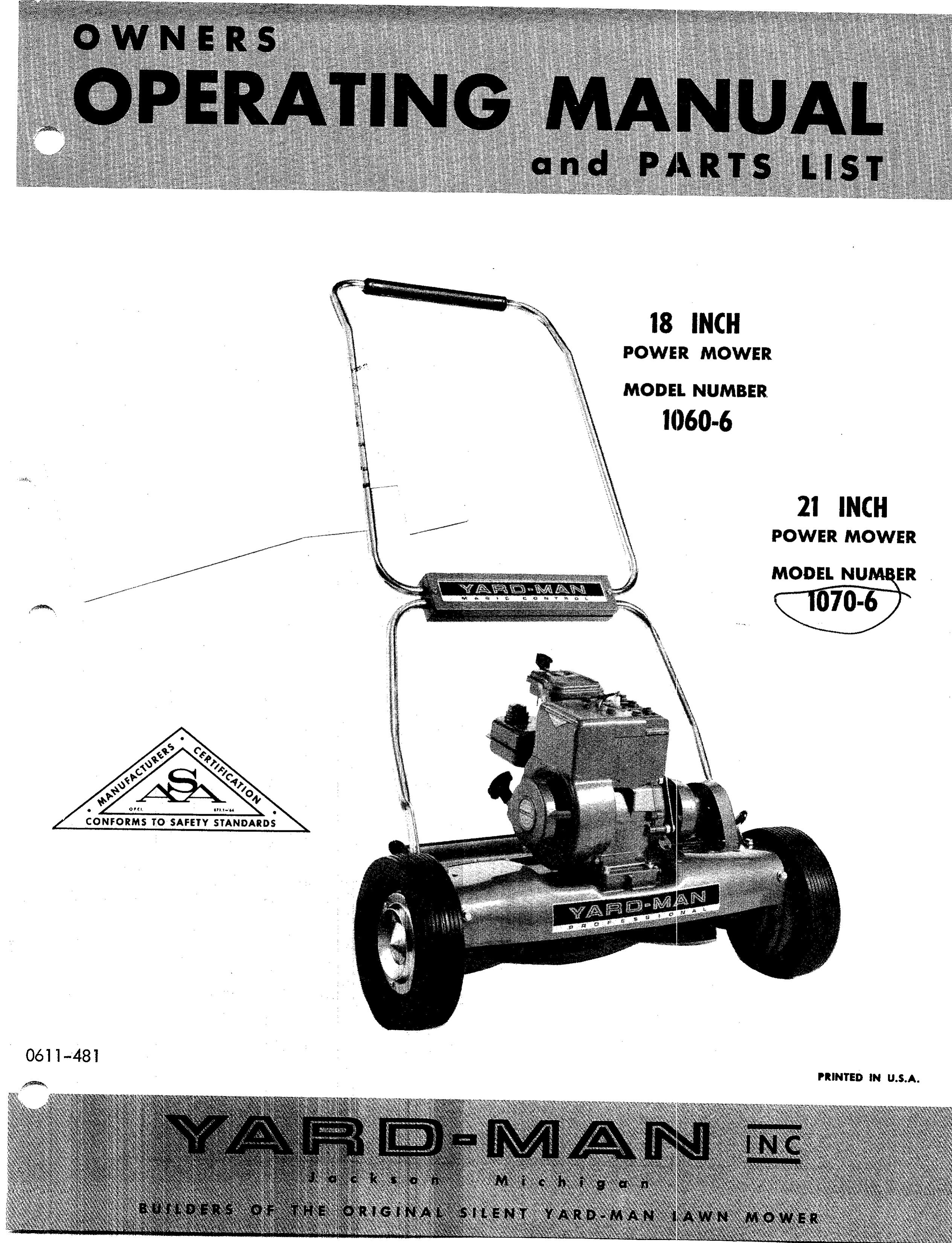 Yard-Man 1060-6 Lawn Mower User Manual