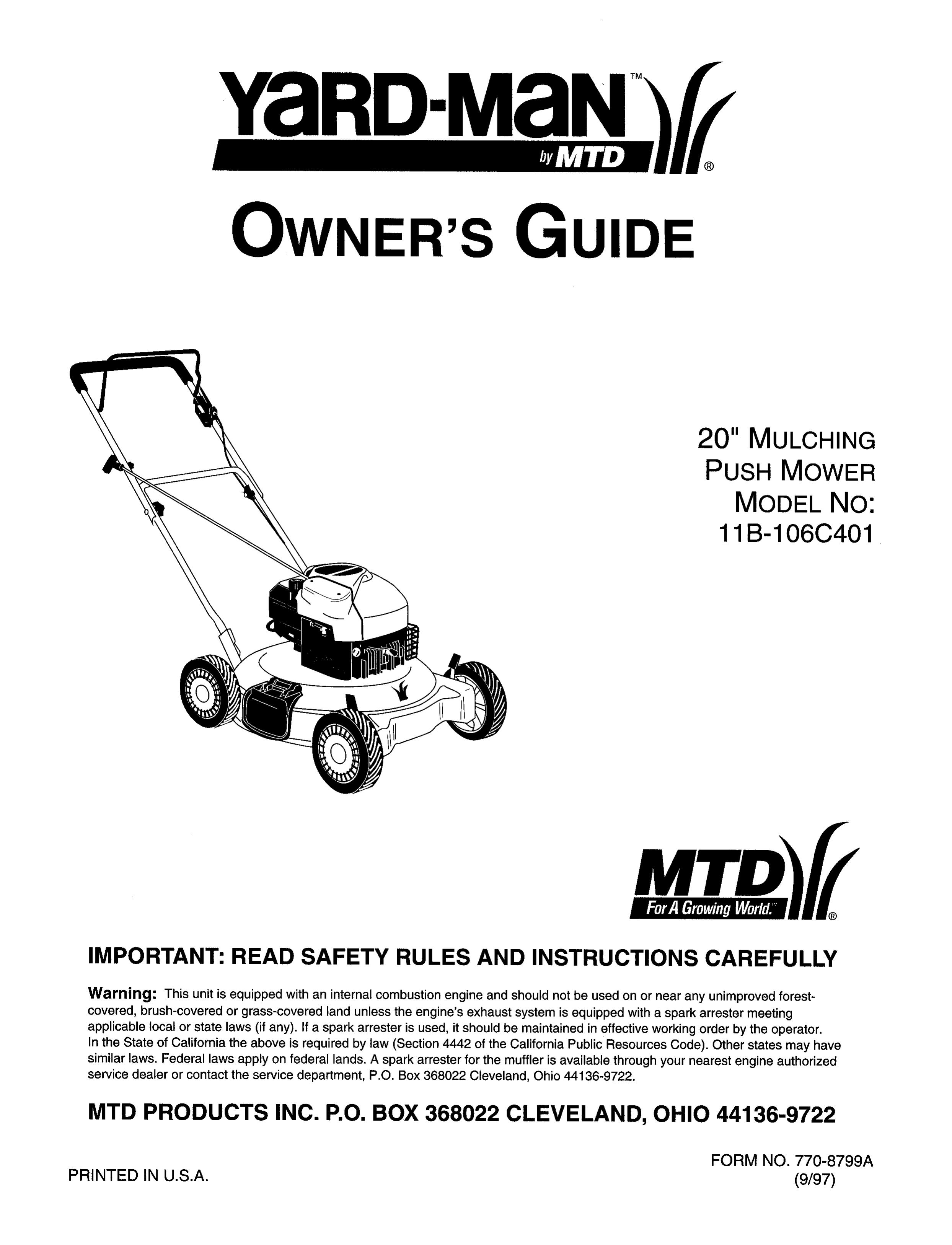Yard-Man 11B-106C701 Lawn Mower User Manual