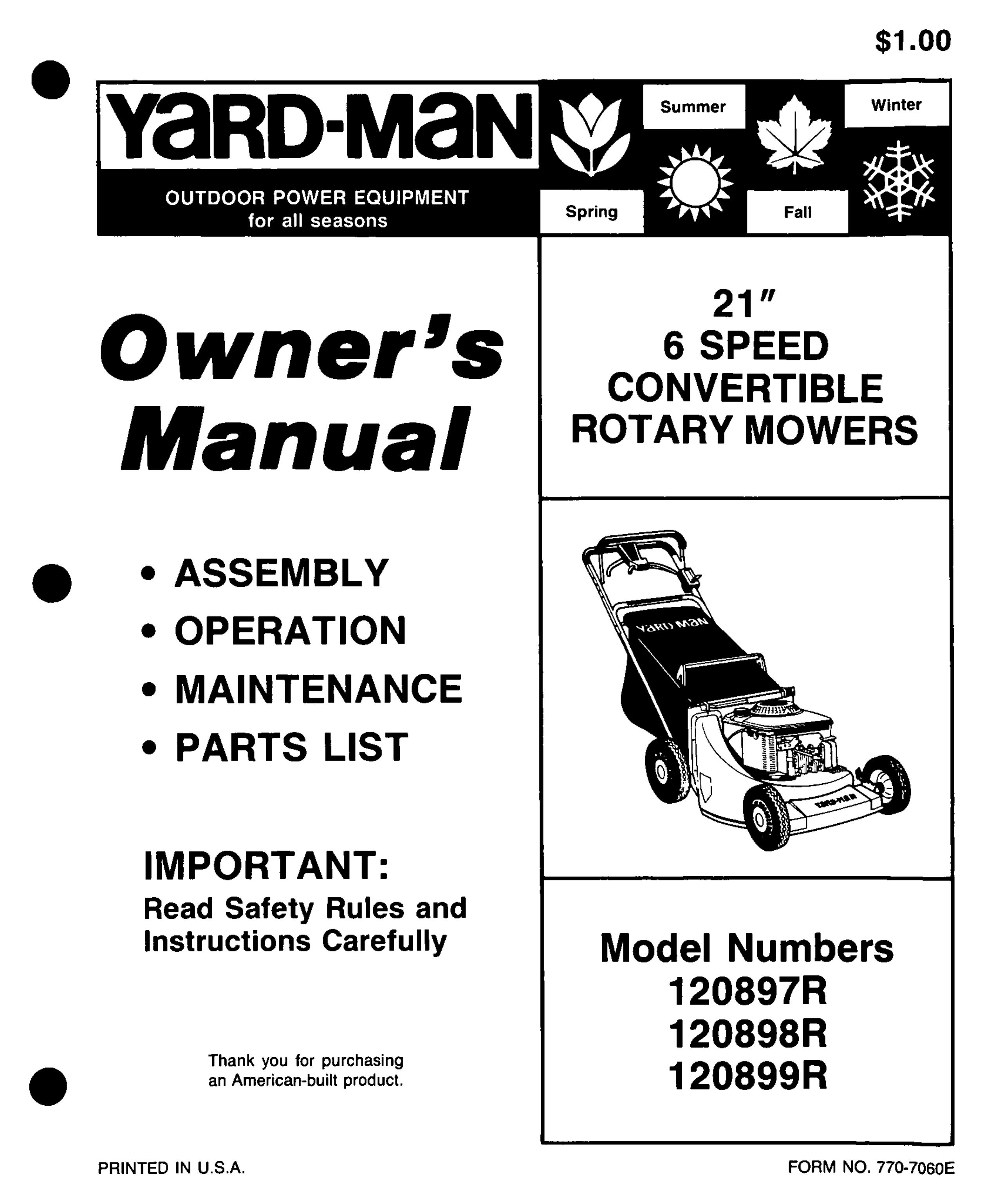 Yard-Man 120898R Lawn Mower User Manual