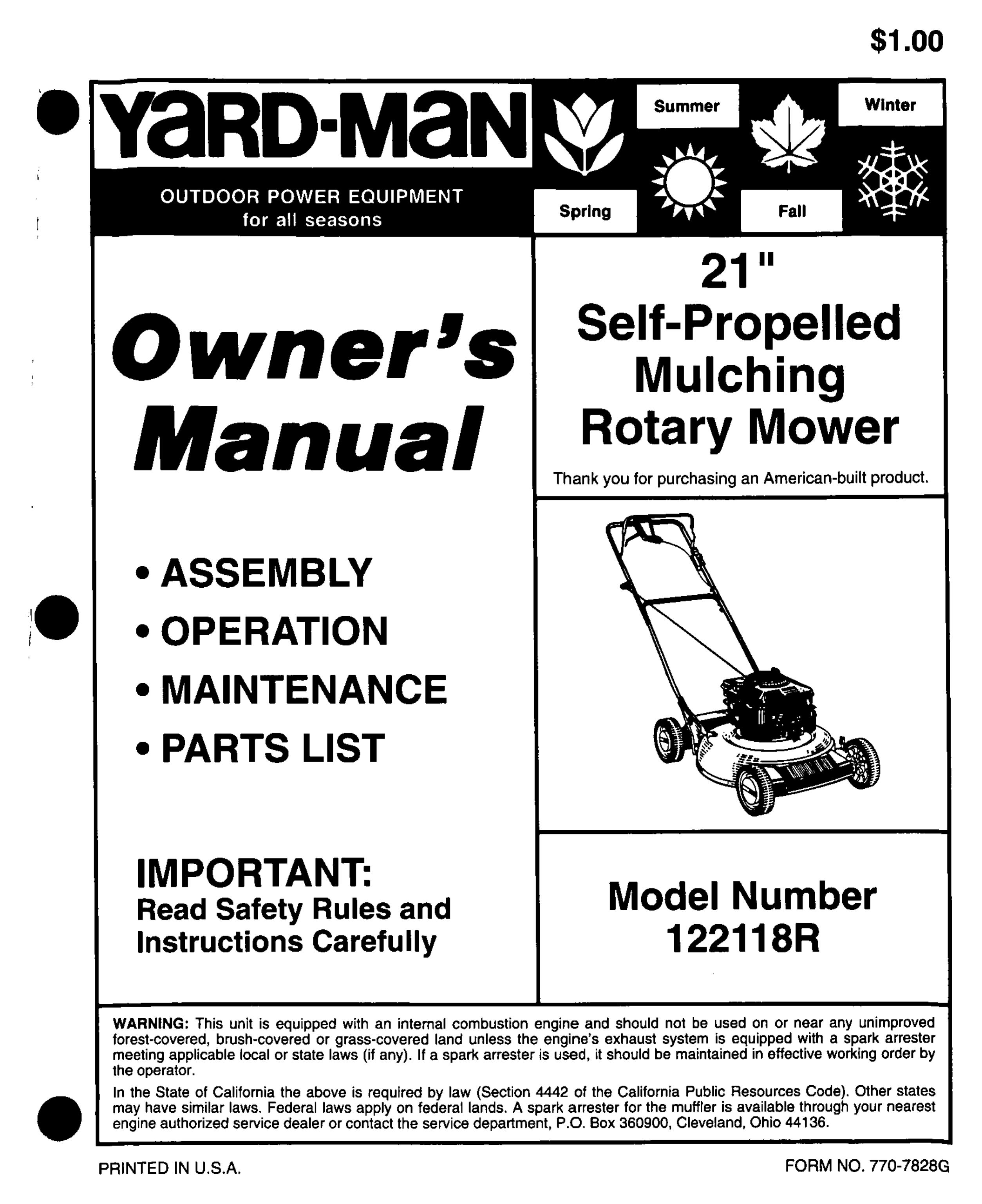 Yard-Man 122118R Lawn Mower User Manual