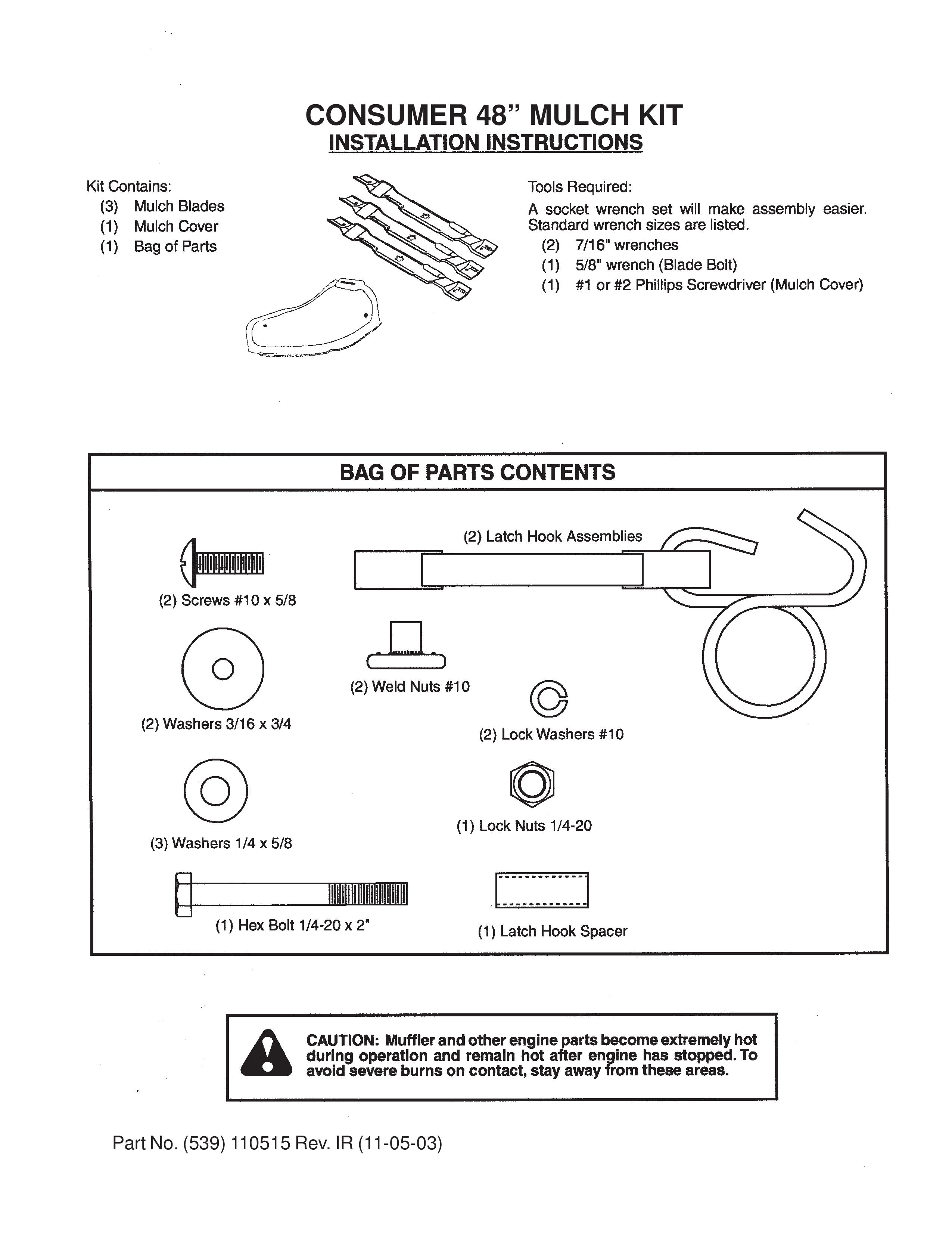 Yazoo/Kees Consumer 48" Lawn Mower User Manual