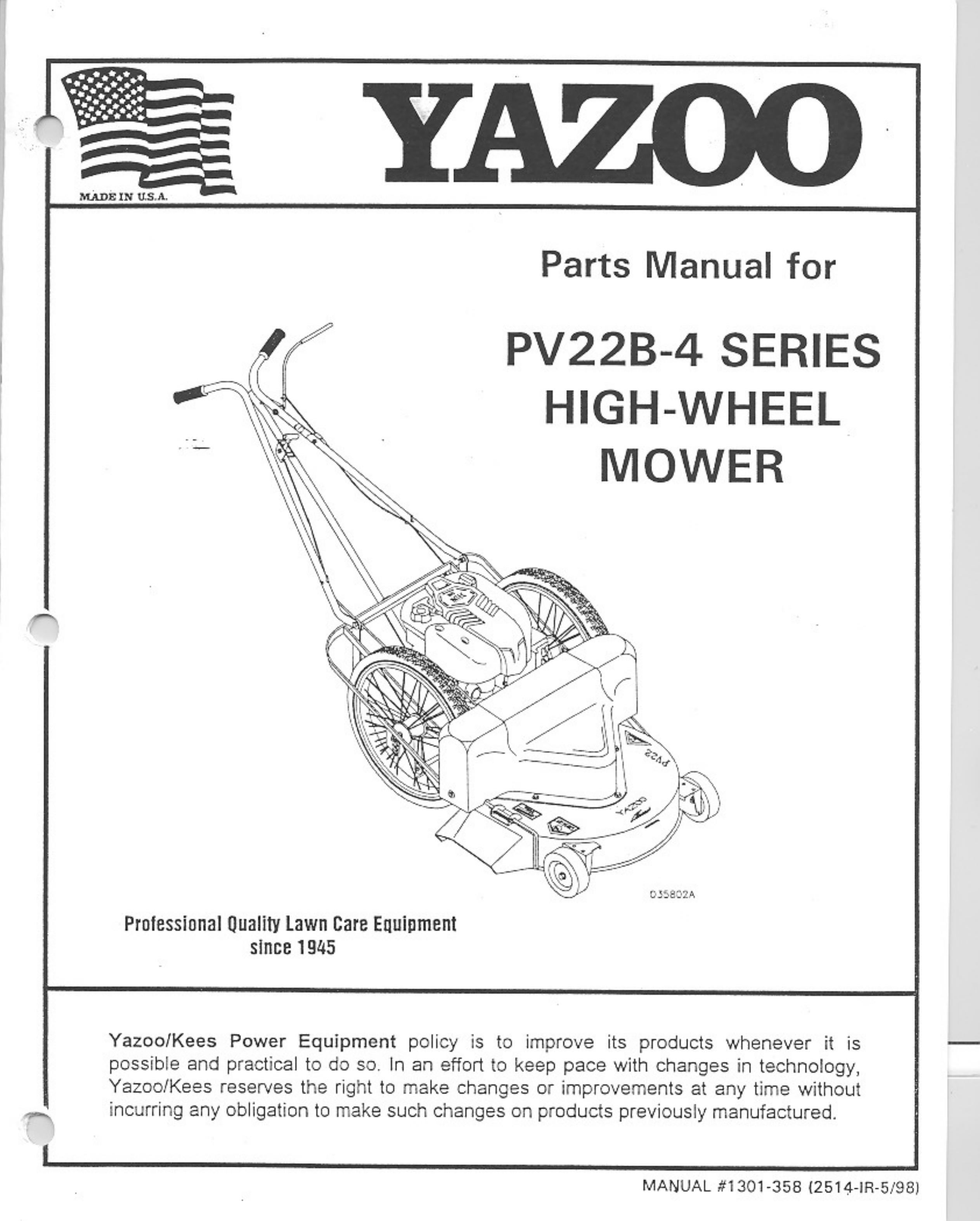 Yazoo/Kees PV22B-4 Series Lawn Mower User Manual