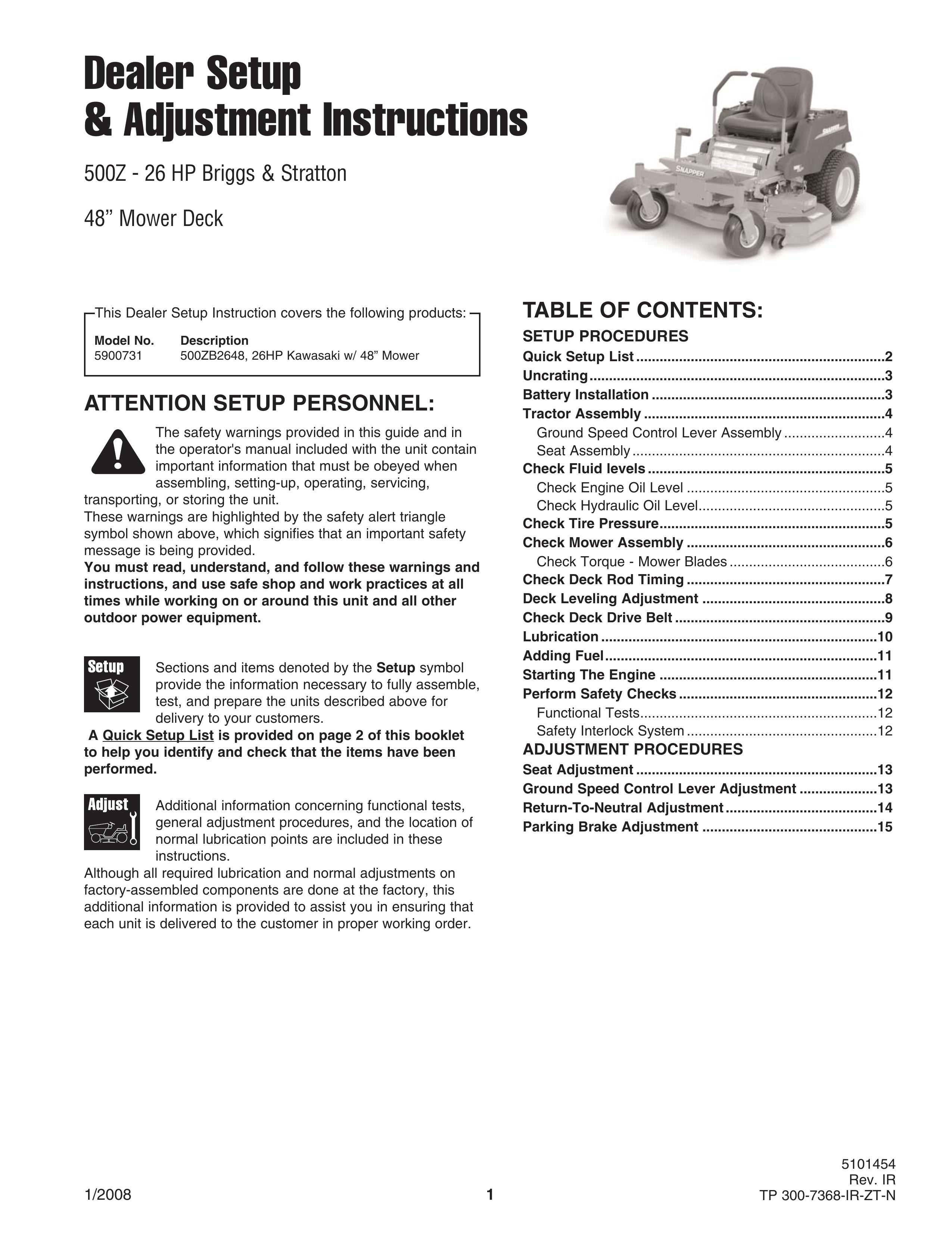 Briggs & Stratton 500Z - 26 Lawn Mower Accessory User Manual