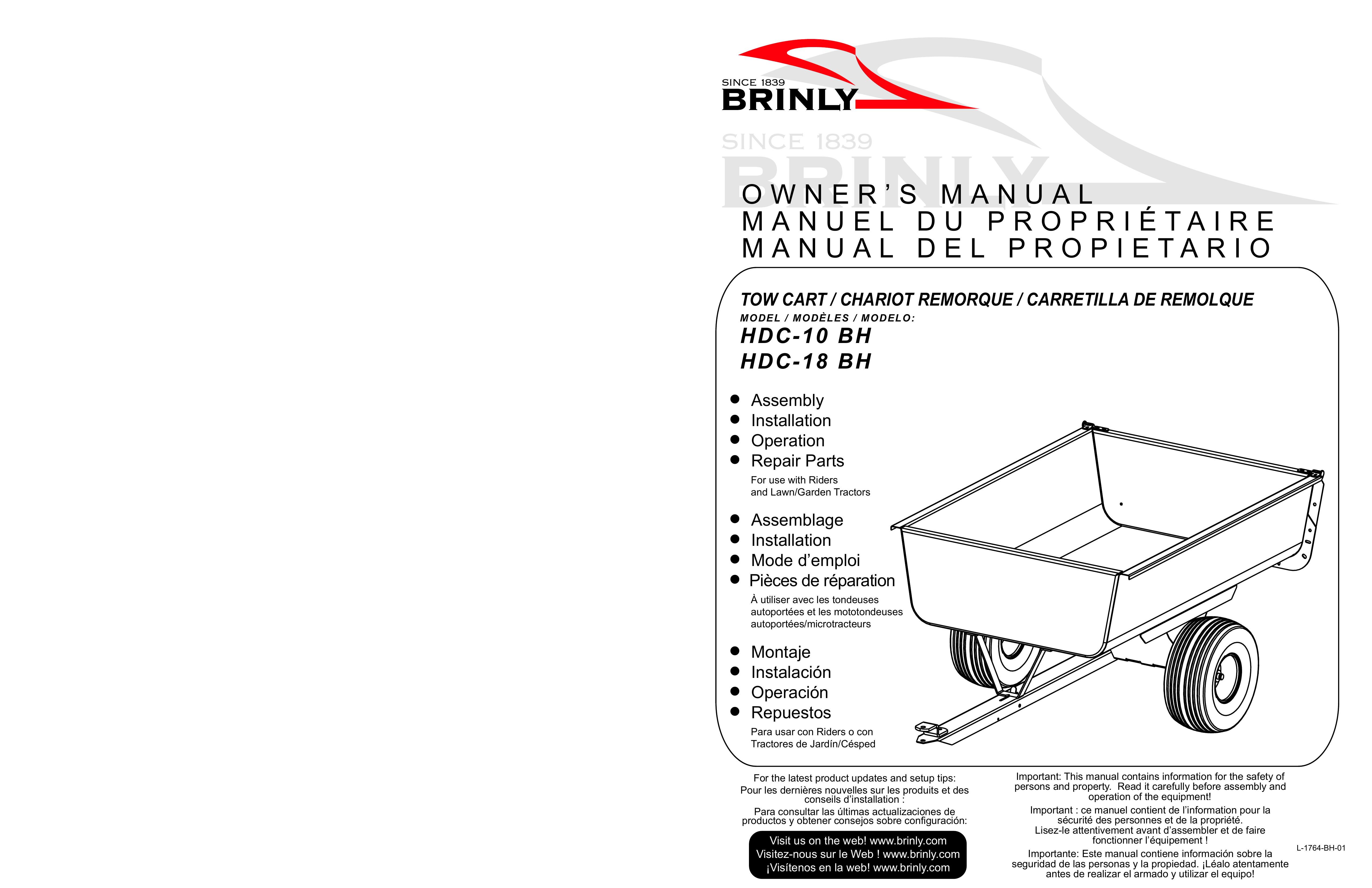 Brinly-Hardy hdc-10 Lawn Mower Accessory User Manual