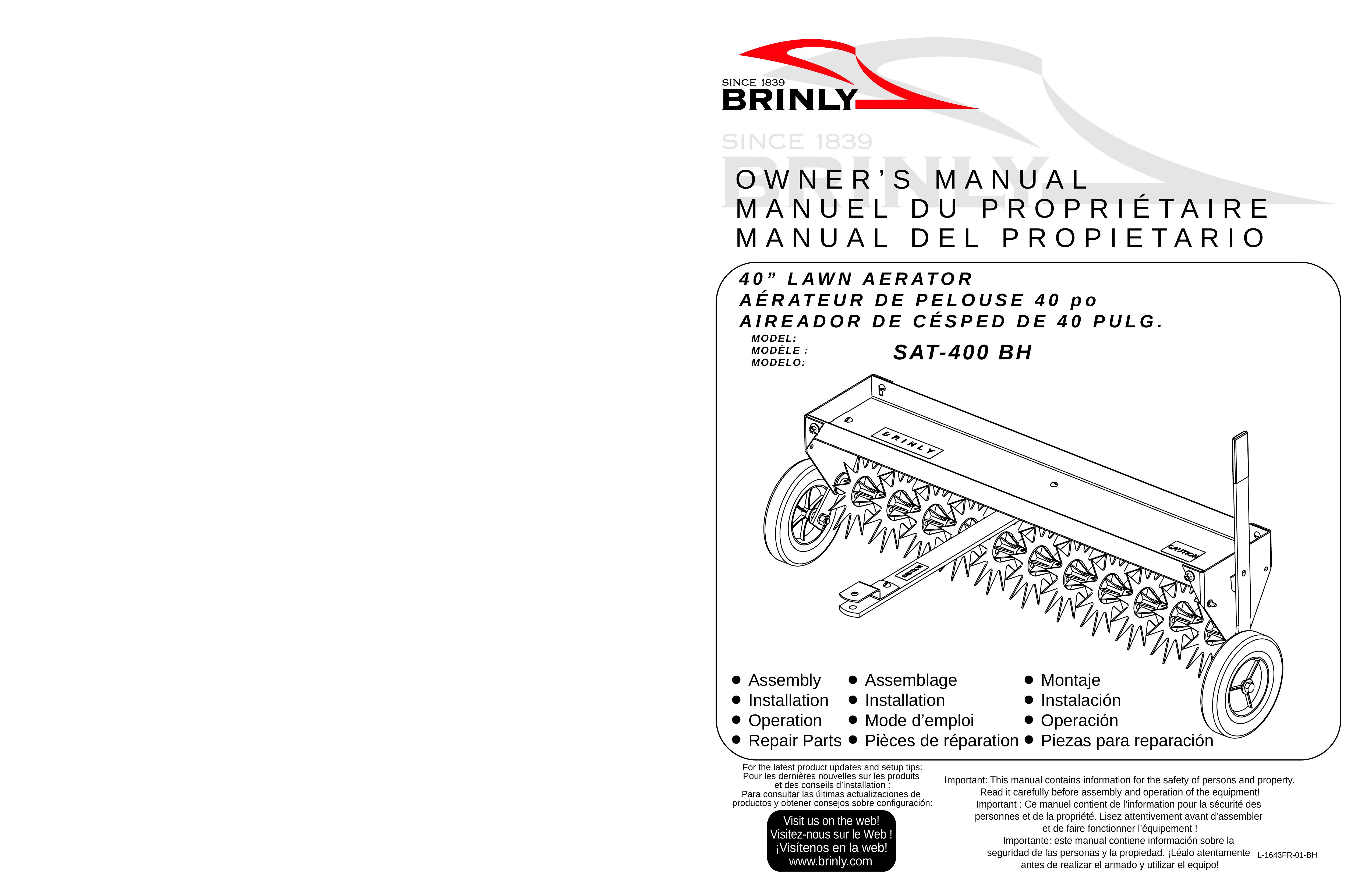Brinly-Hardy SAT-400 BH Lawn Mower Accessory User Manual