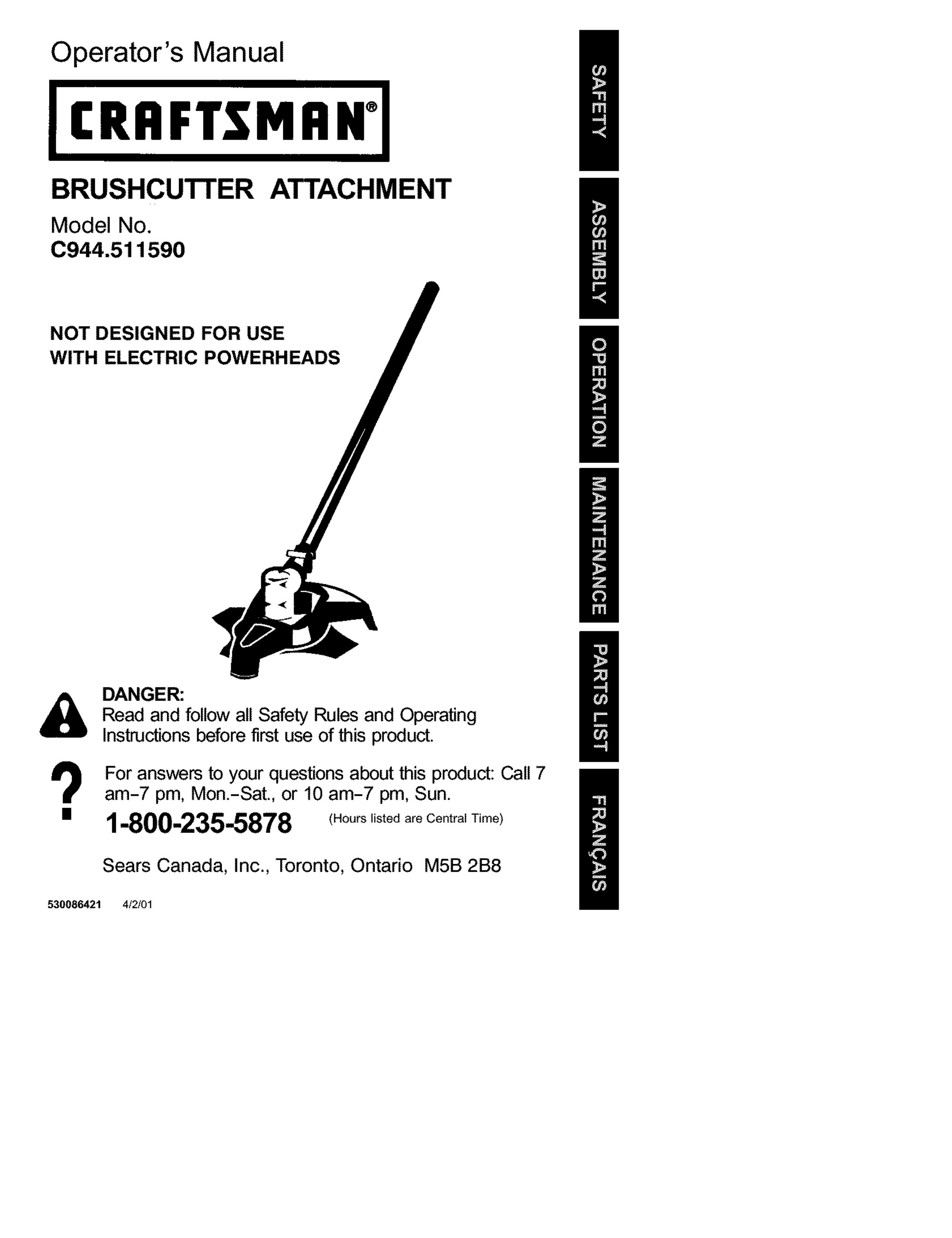 Craftsman 0944.511590 Lawn Mower Accessory User Manual