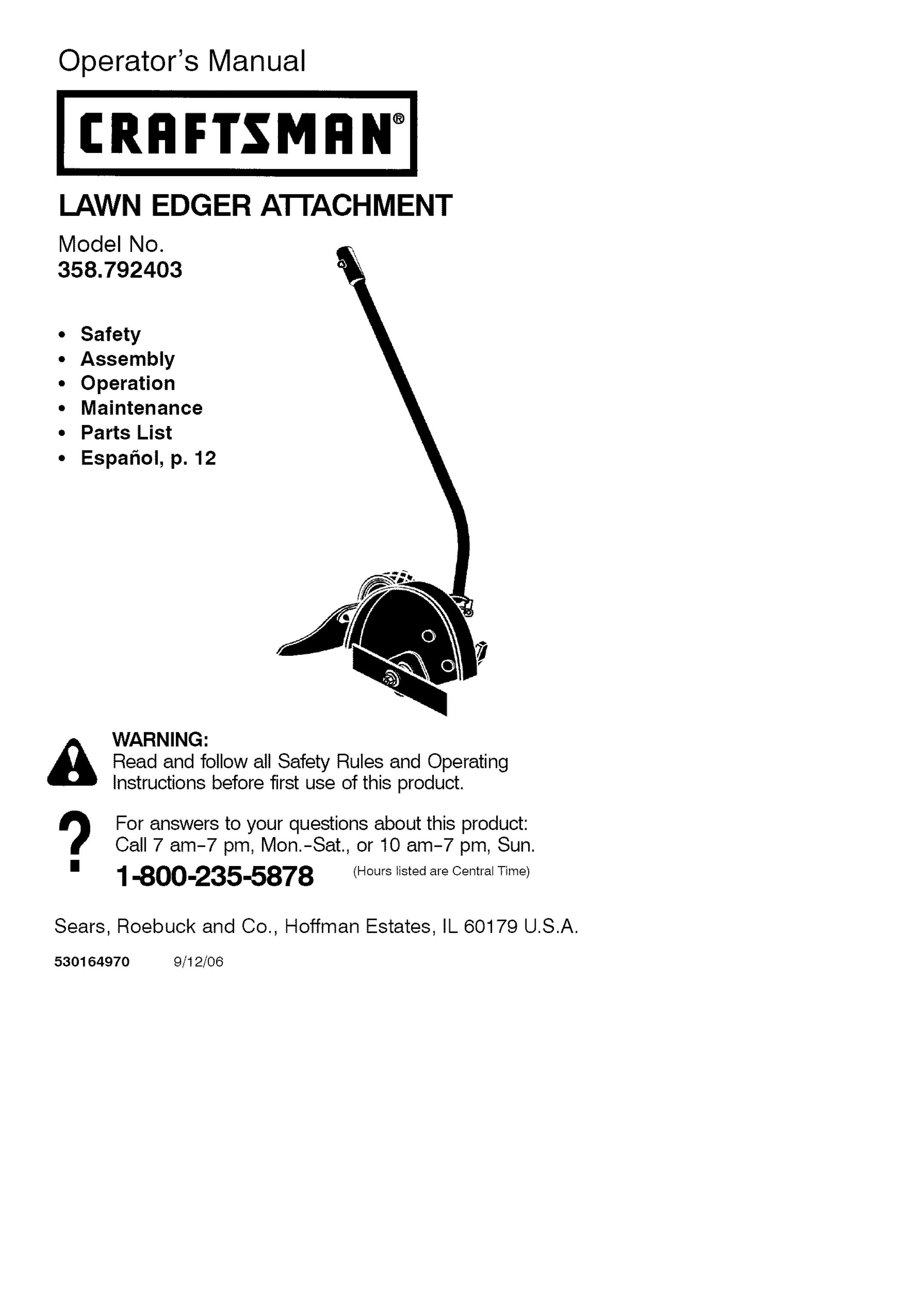 Craftsman 358.792403 Lawn Mower Accessory User Manual
