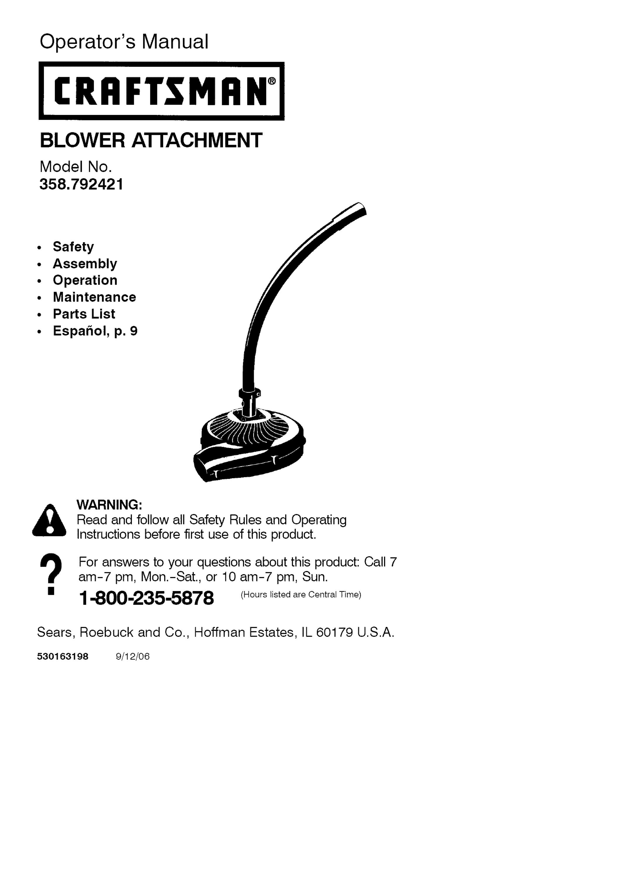 Craftsman 358.792421 Lawn Mower Accessory User Manual