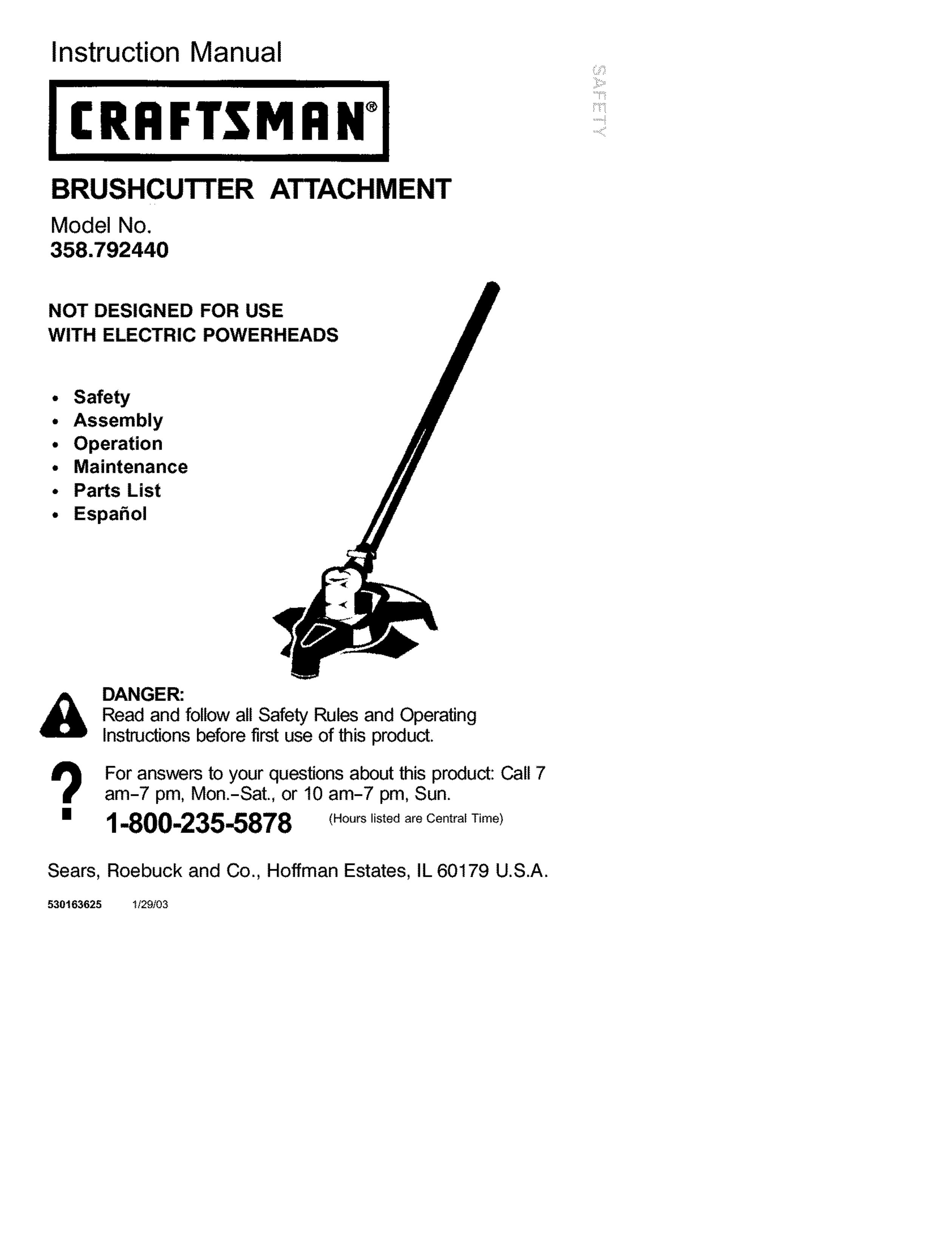 Craftsman 358.792440 Lawn Mower Accessory User Manual