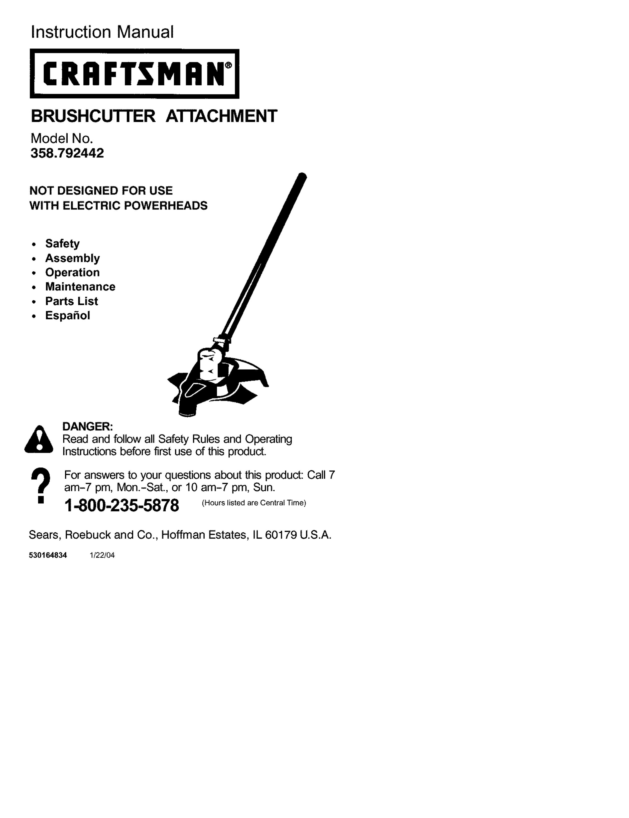 Craftsman 358.792442 Lawn Mower Accessory User Manual