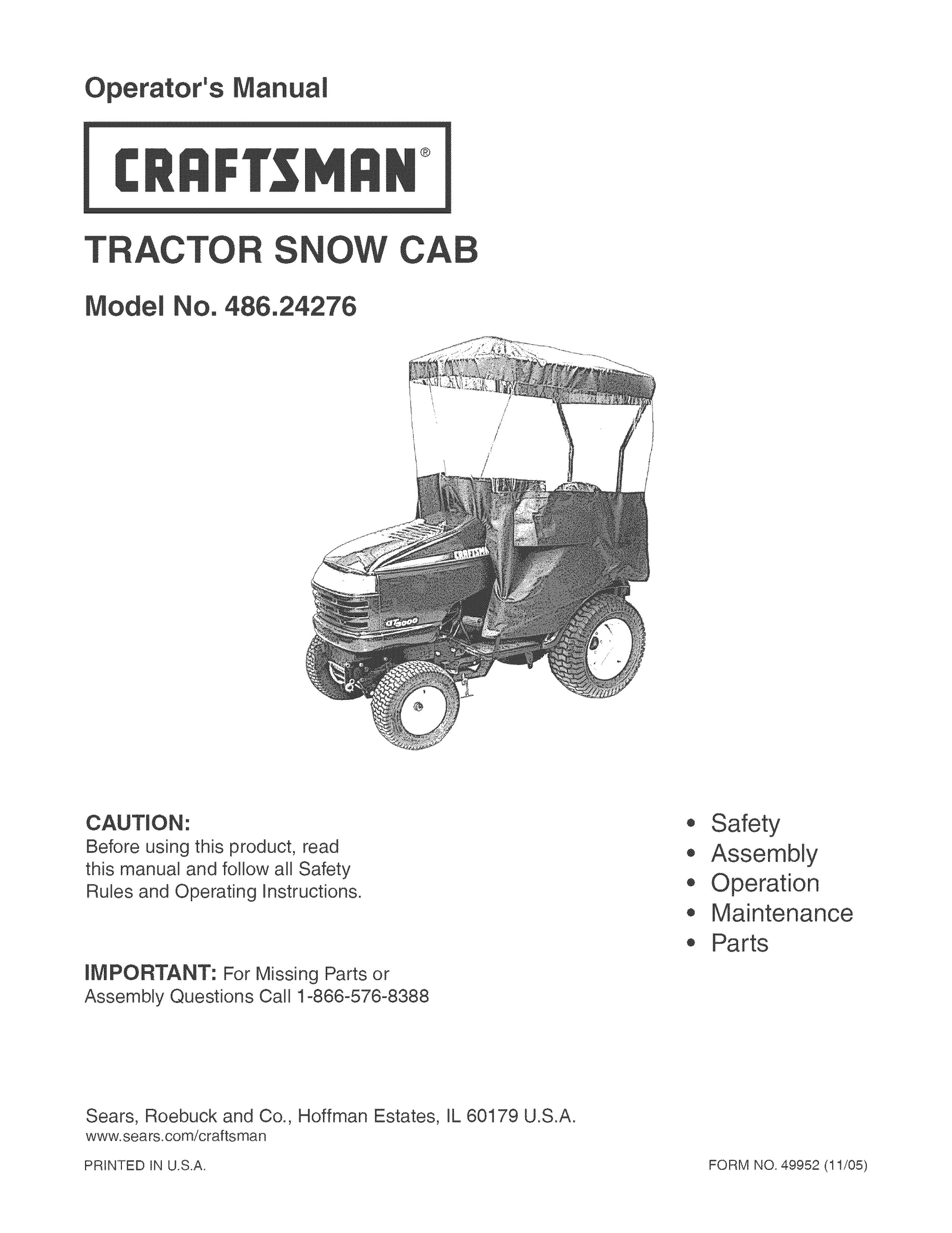 Craftsman 486.24276 Lawn Mower Accessory User Manual
