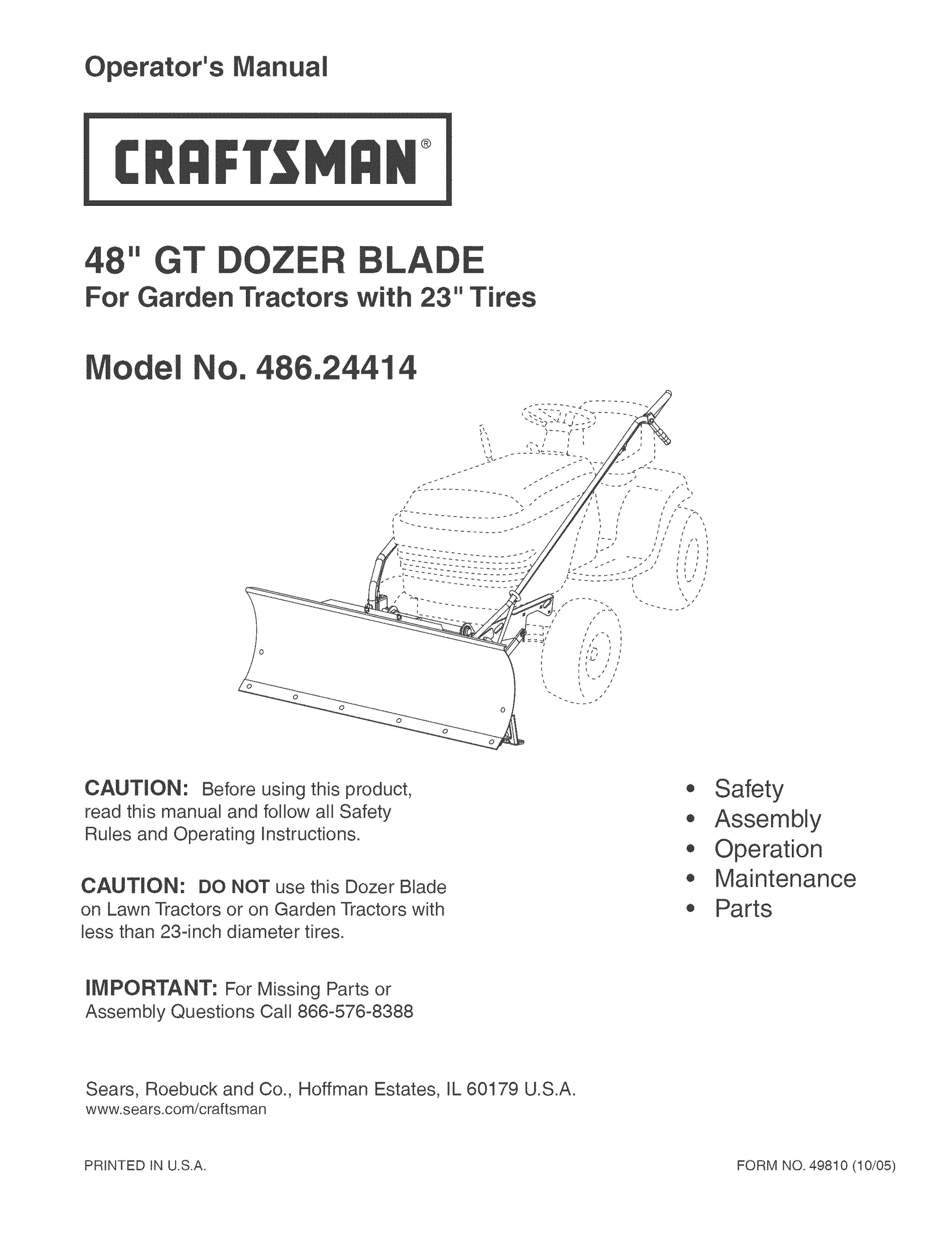 Craftsman 486.24414 Lawn Mower Accessory User Manual