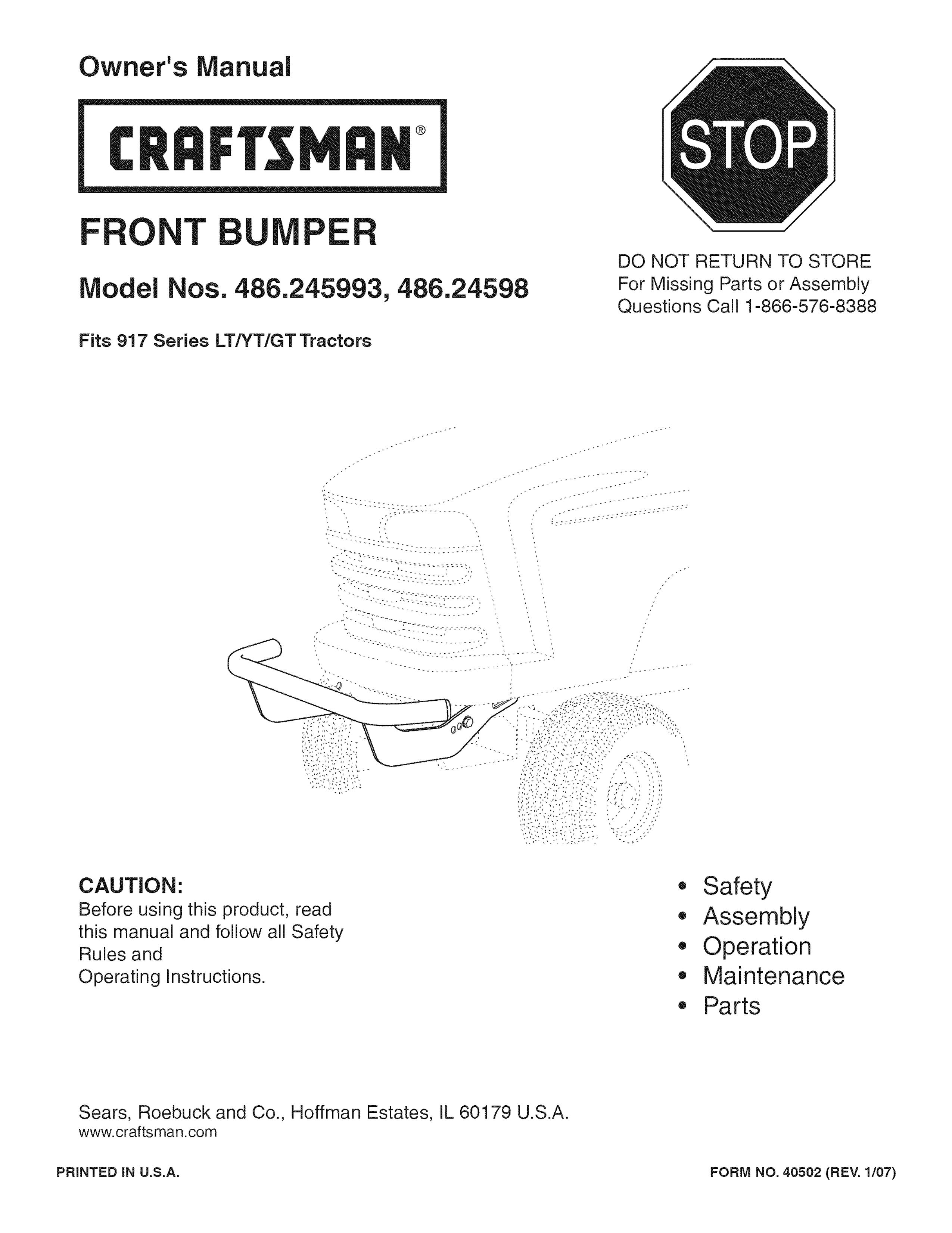 Craftsman 486.24598 Lawn Mower Accessory User Manual