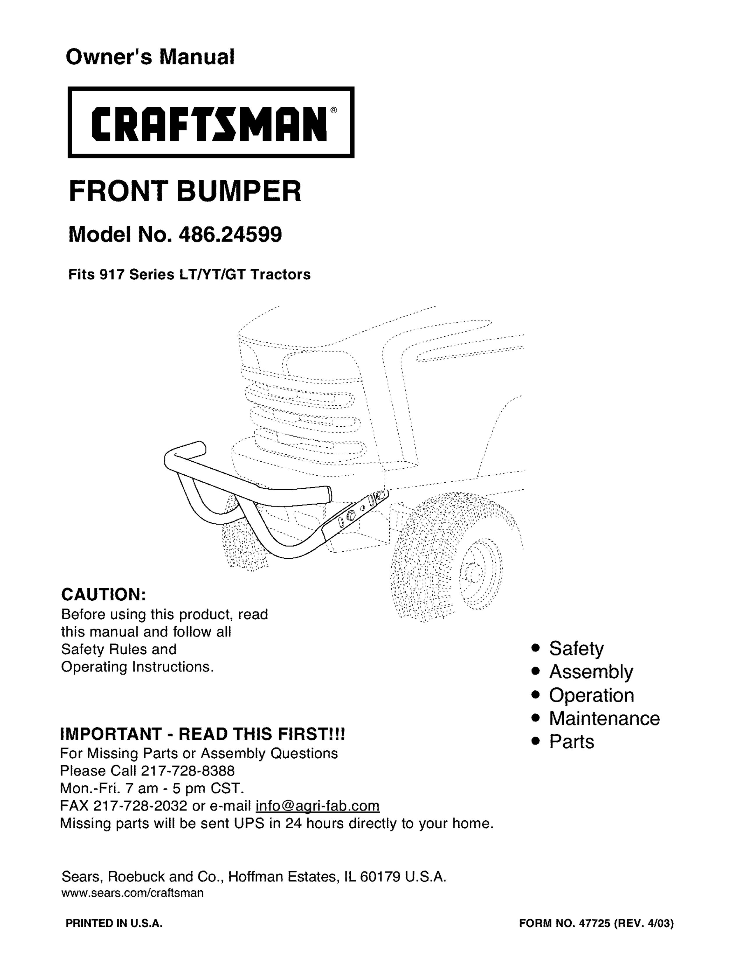 Craftsman 486.24599 Lawn Mower Accessory User Manual