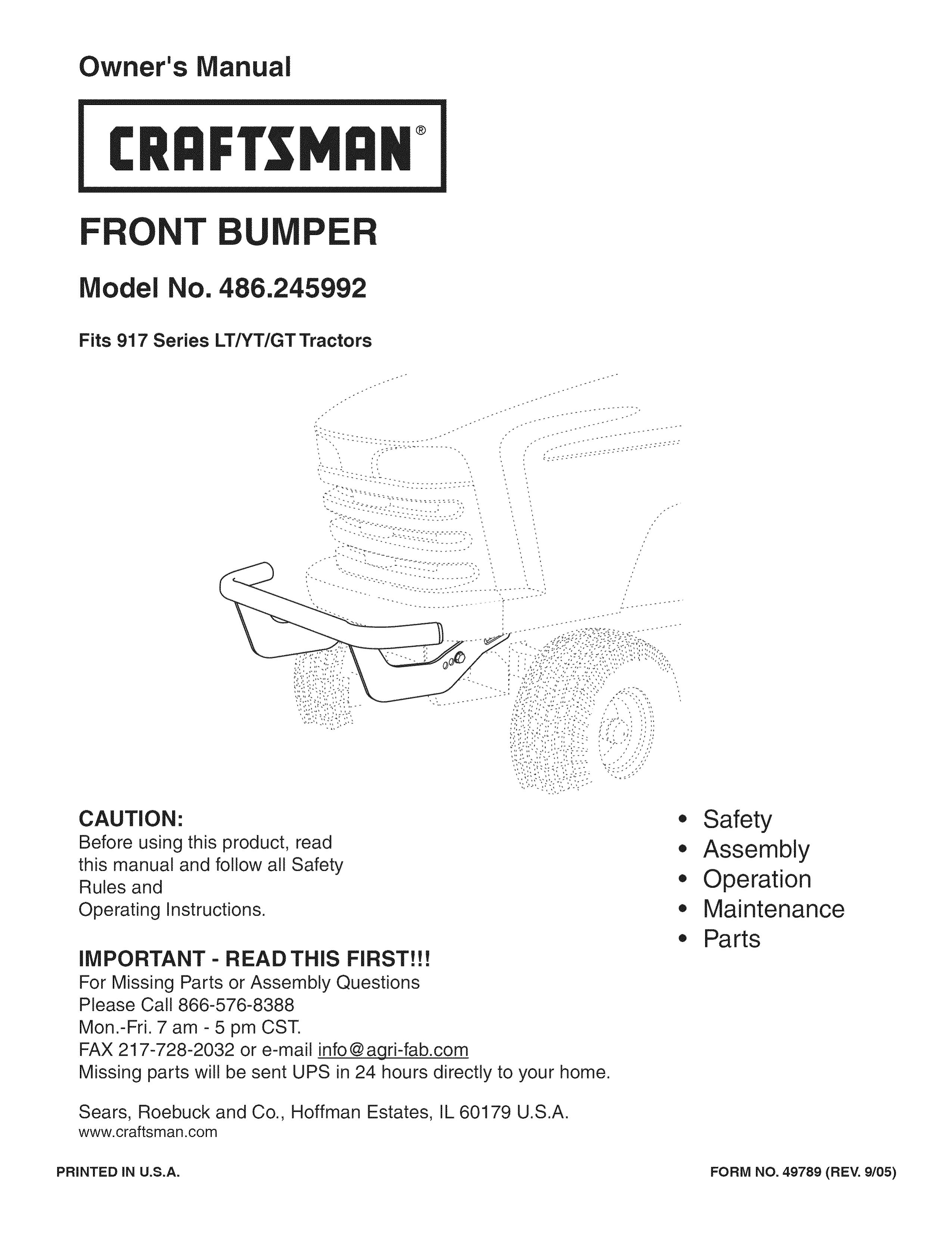 Craftsman 486.245992 Lawn Mower Accessory User Manual