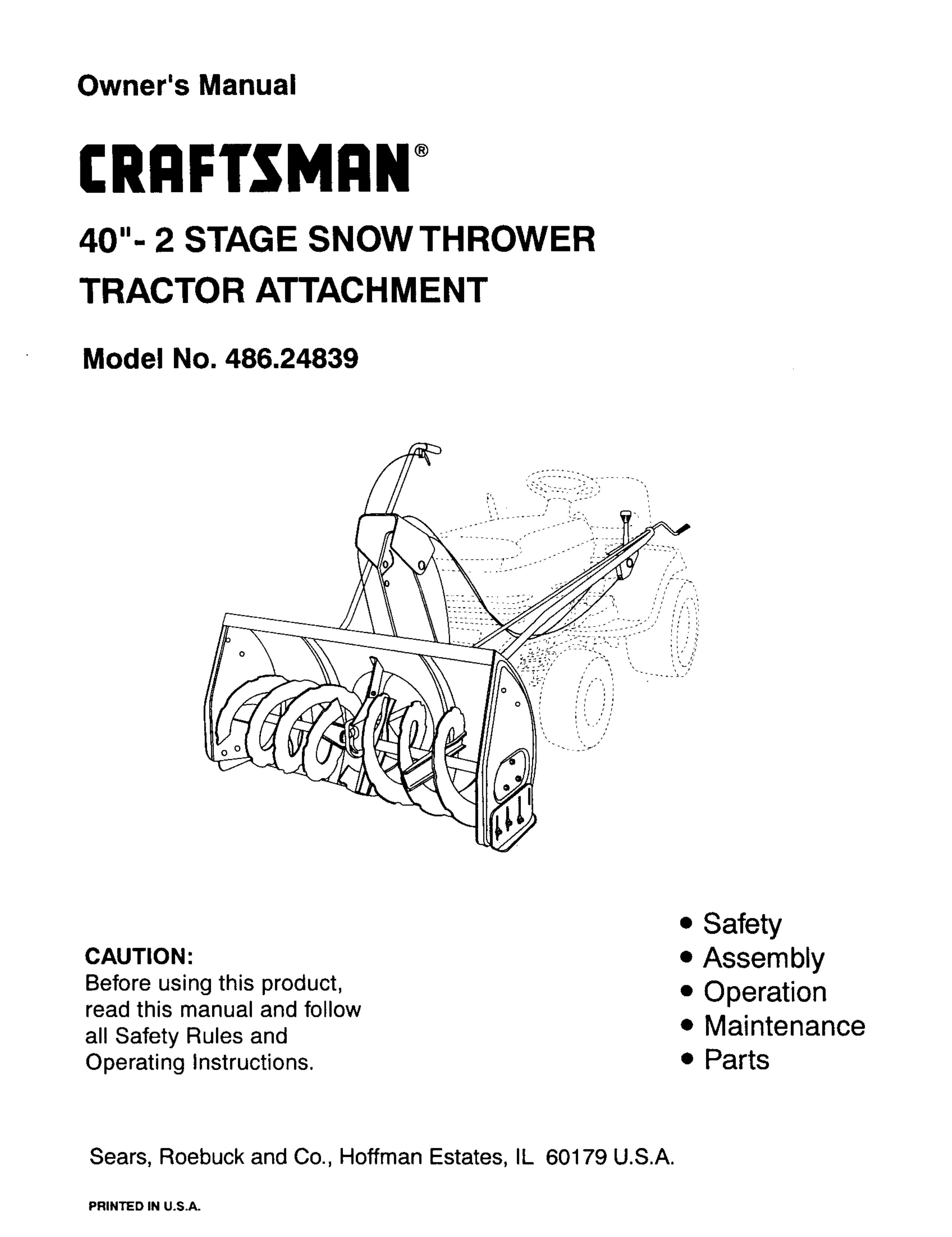 Craftsman 486.24839 Lawn Mower Accessory User Manual