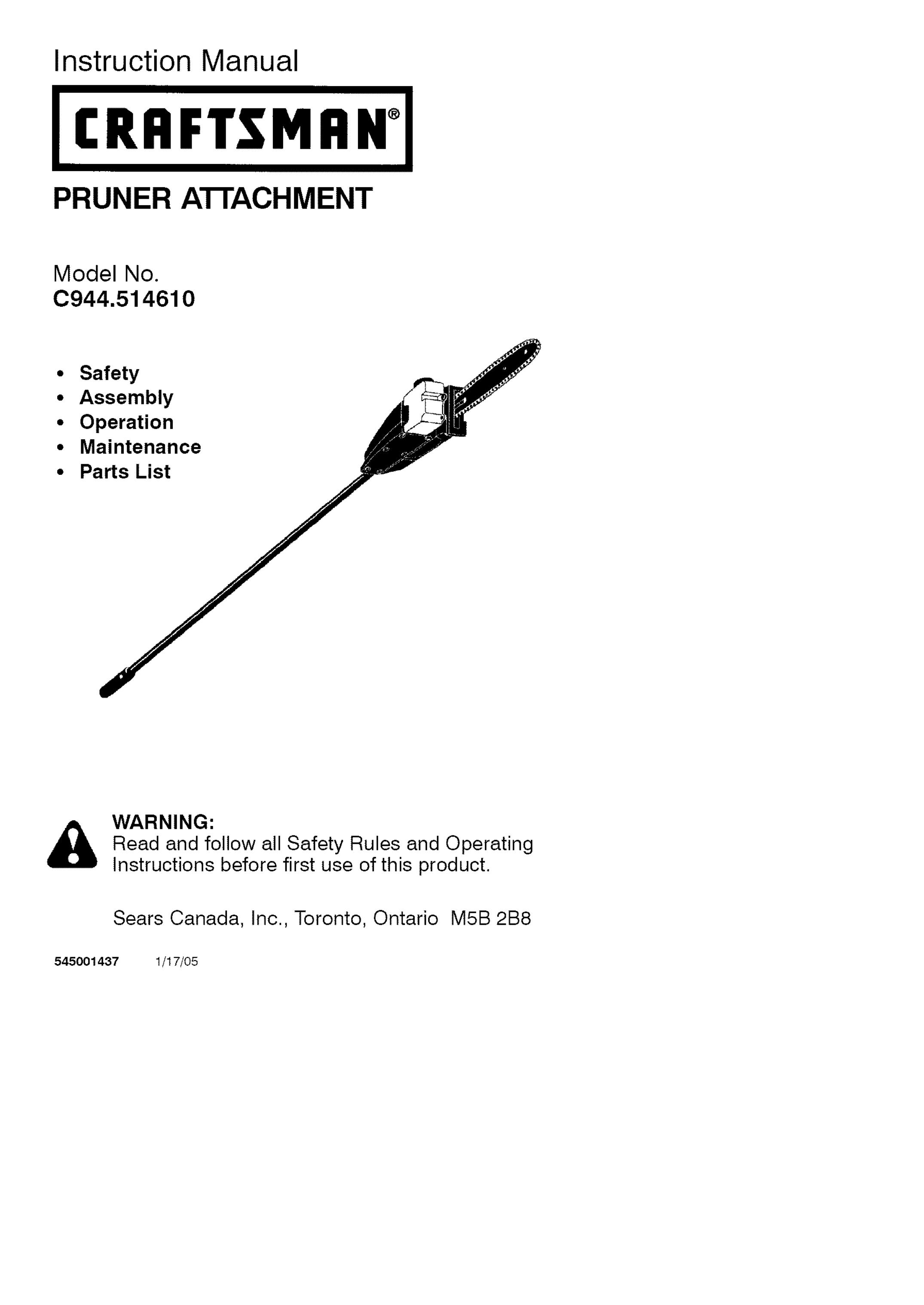 Craftsman 51461 Lawn Mower Accessory User Manual
