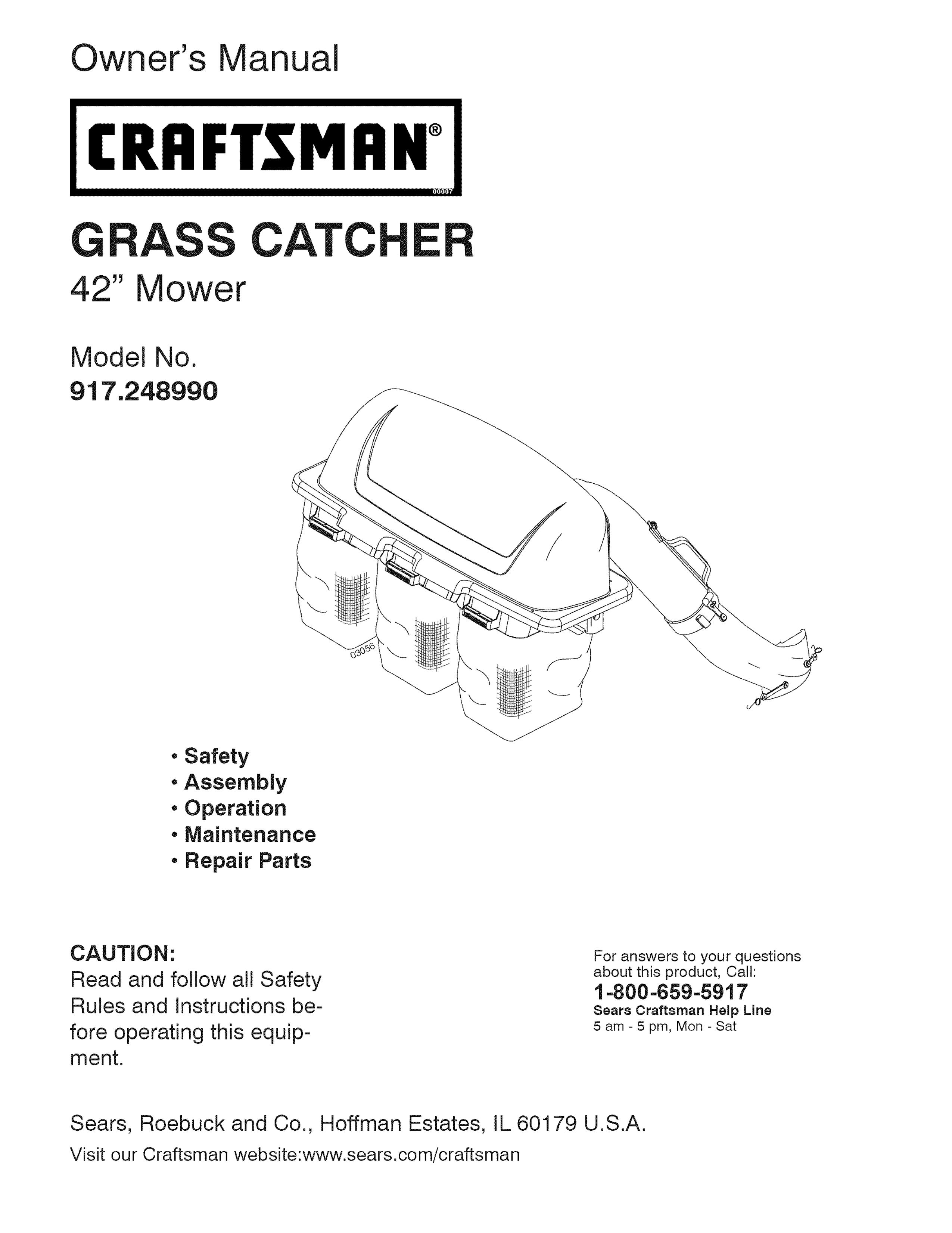 Craftsman 917.24899 Lawn Mower Accessory User Manual