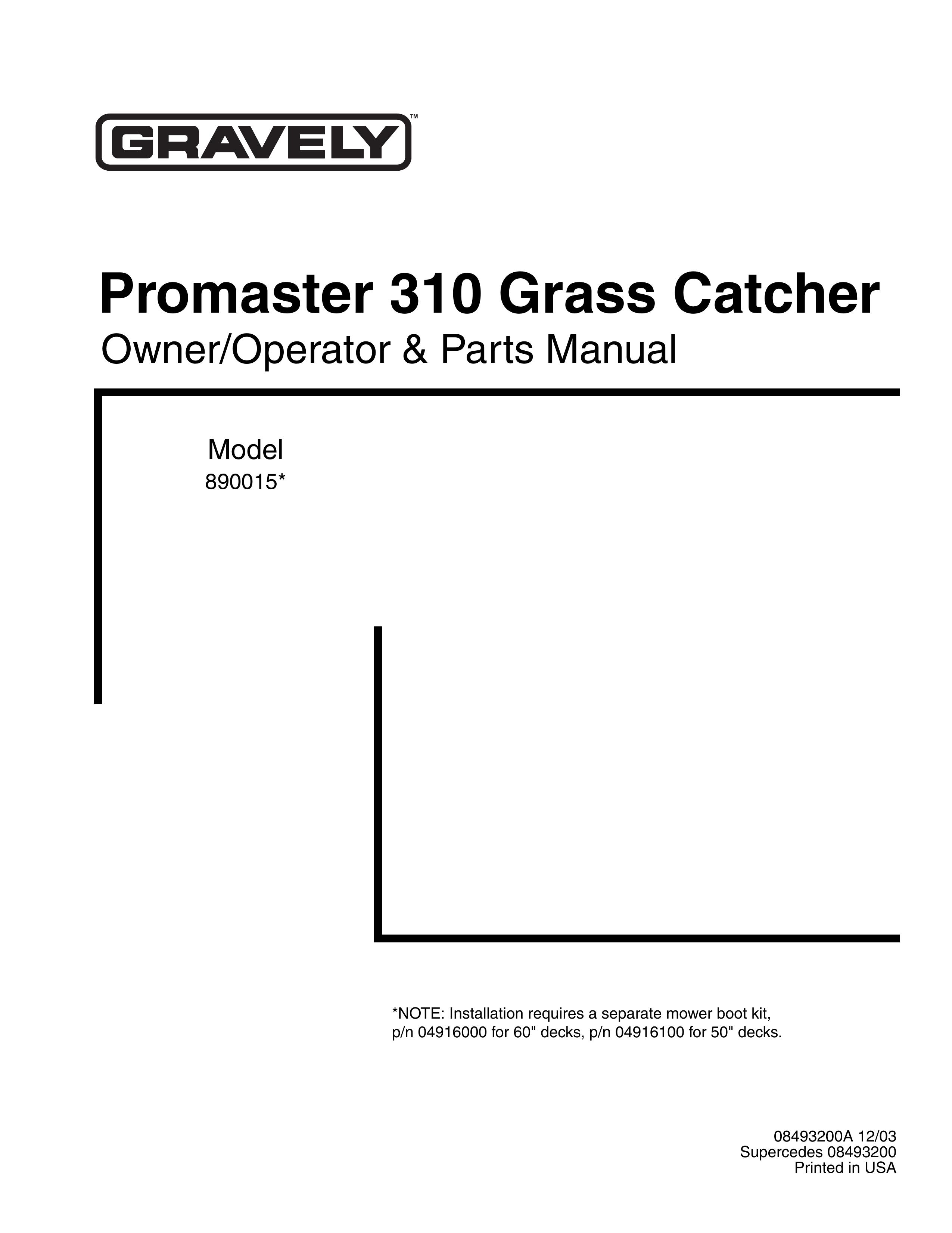 Gravely 890015* Lawn Mower Accessory User Manual