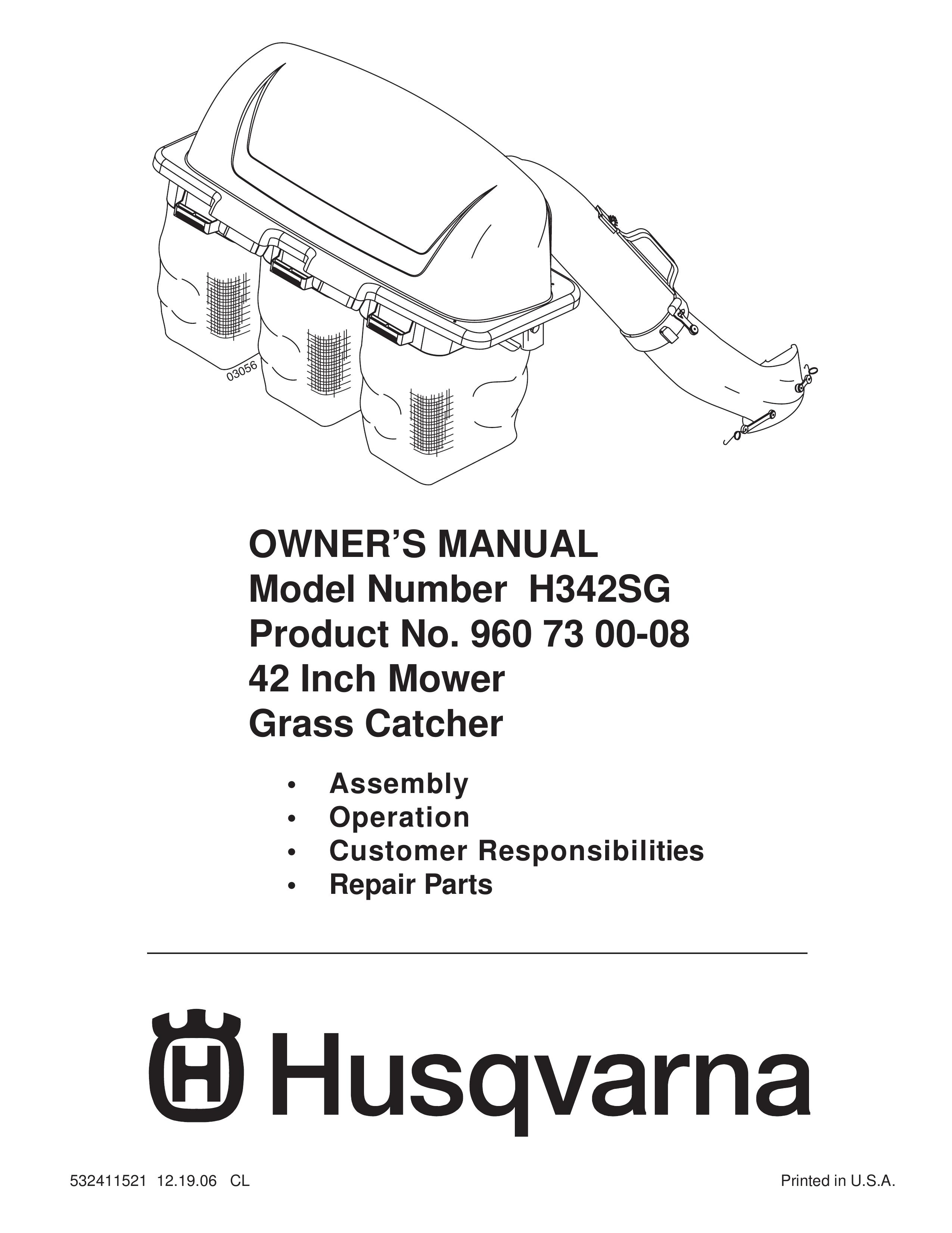 Husqvarna H342SG Lawn Mower Accessory User Manual