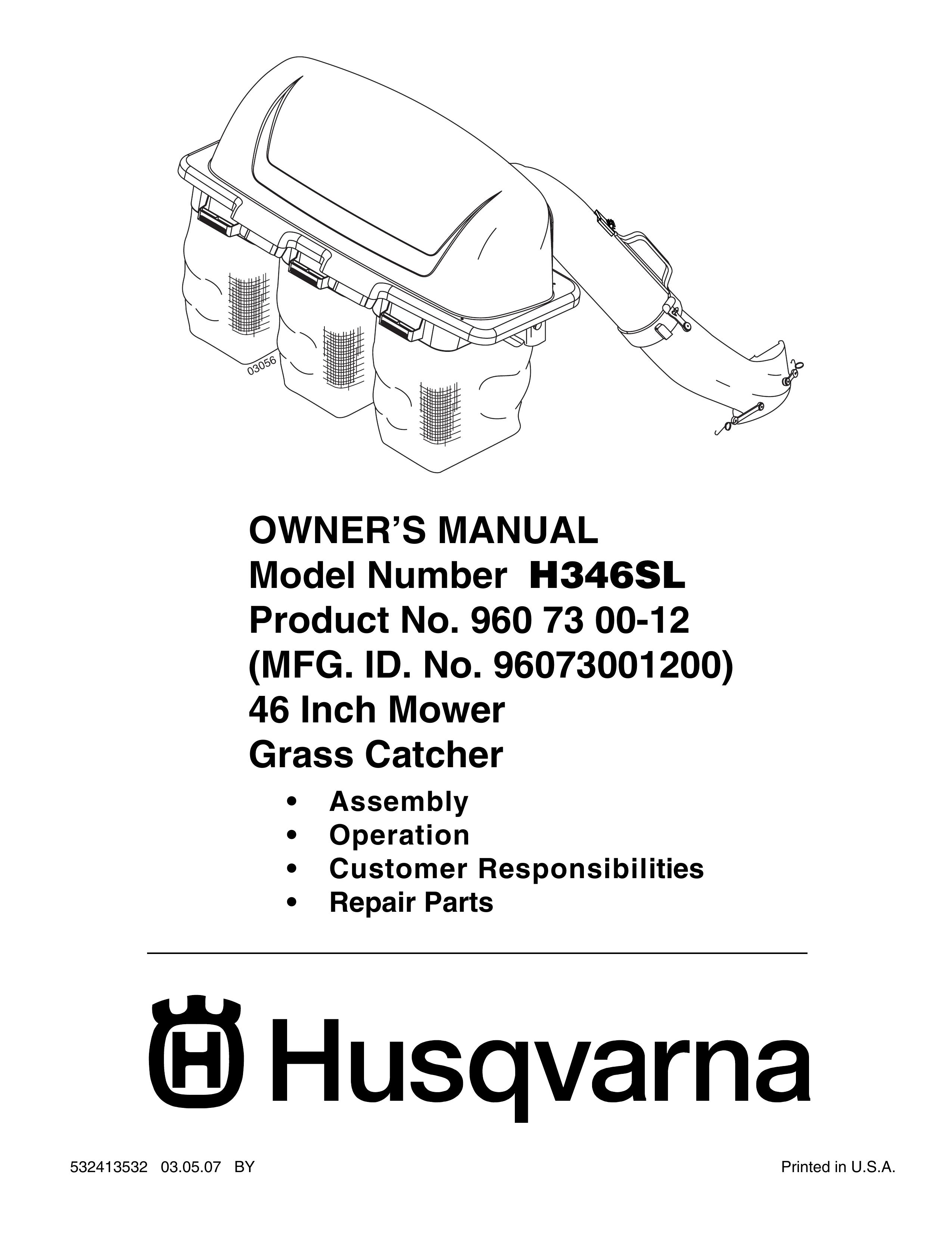 Husqvarna H346SL Lawn Mower Accessory User Manual