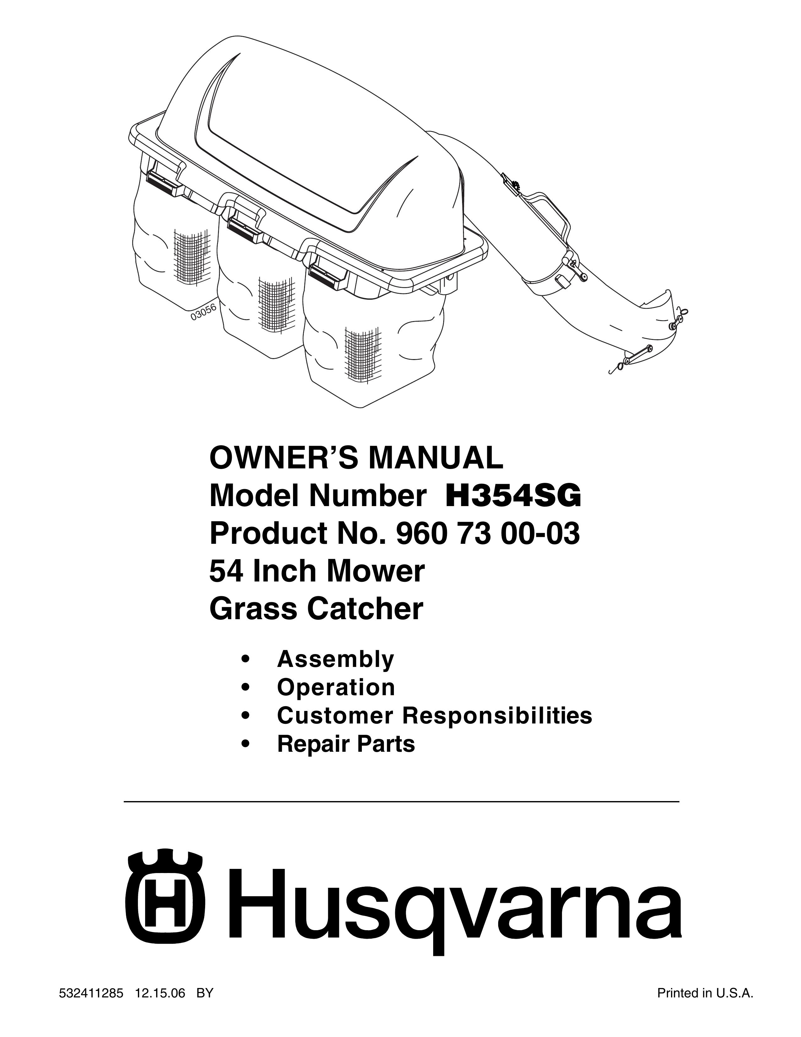 Husqvarna H354SG Lawn Mower Accessory User Manual