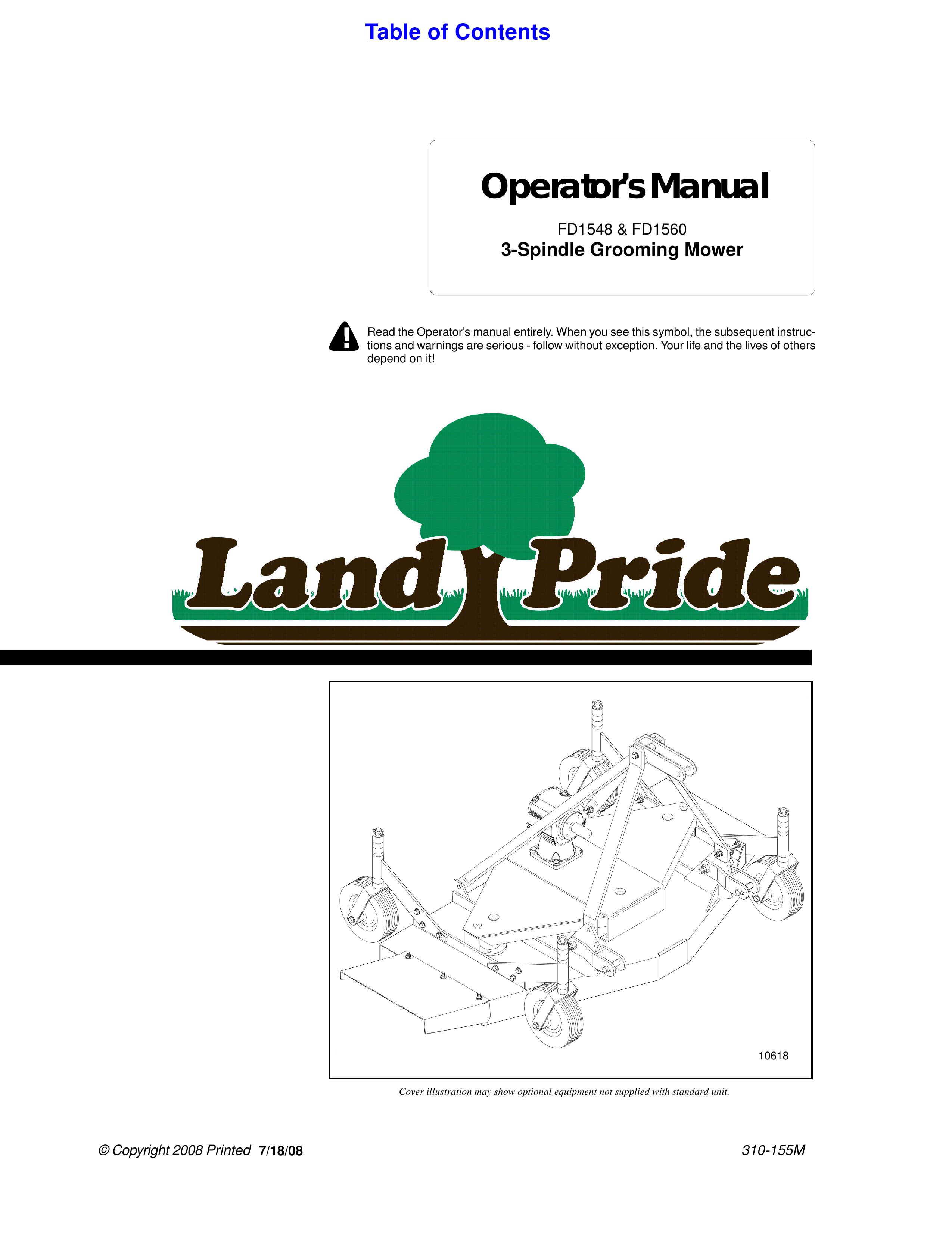 Land Pride fd1548 Lawn Mower Accessory User Manual